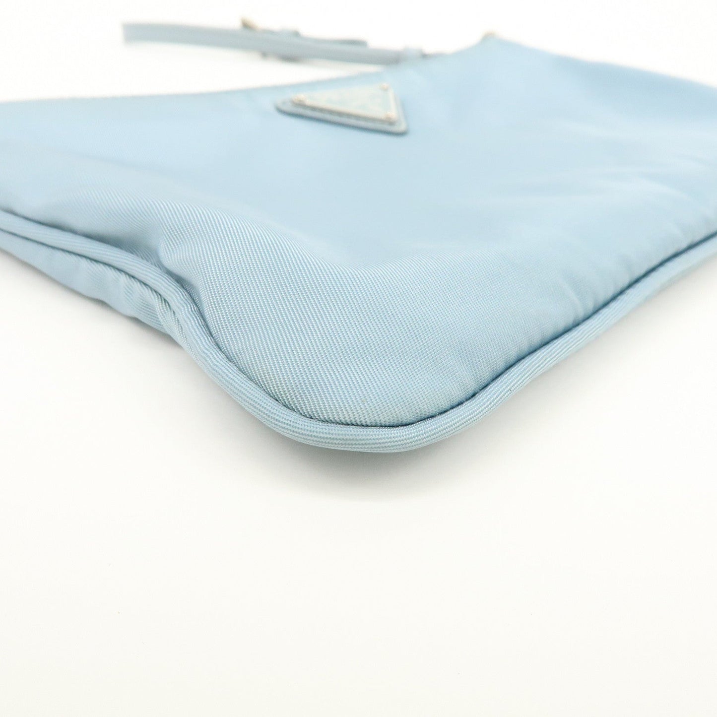 Prada Triangle Logo TESSUTO IMPUNTU Nylon Pouch Light Blue 1NH545【Pre-order】