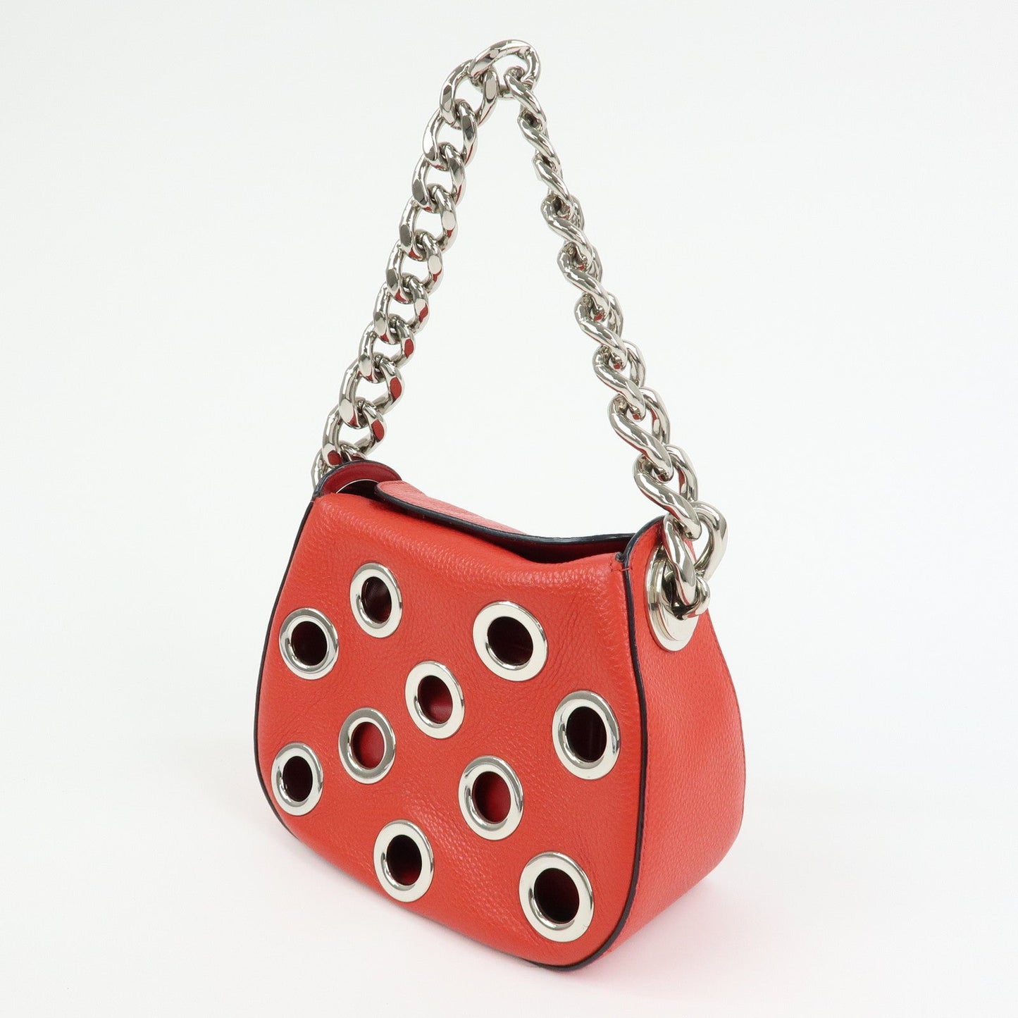 Prada Grommet Leather Chain Shoulder Bag Hand Bag Red【Pre-order】