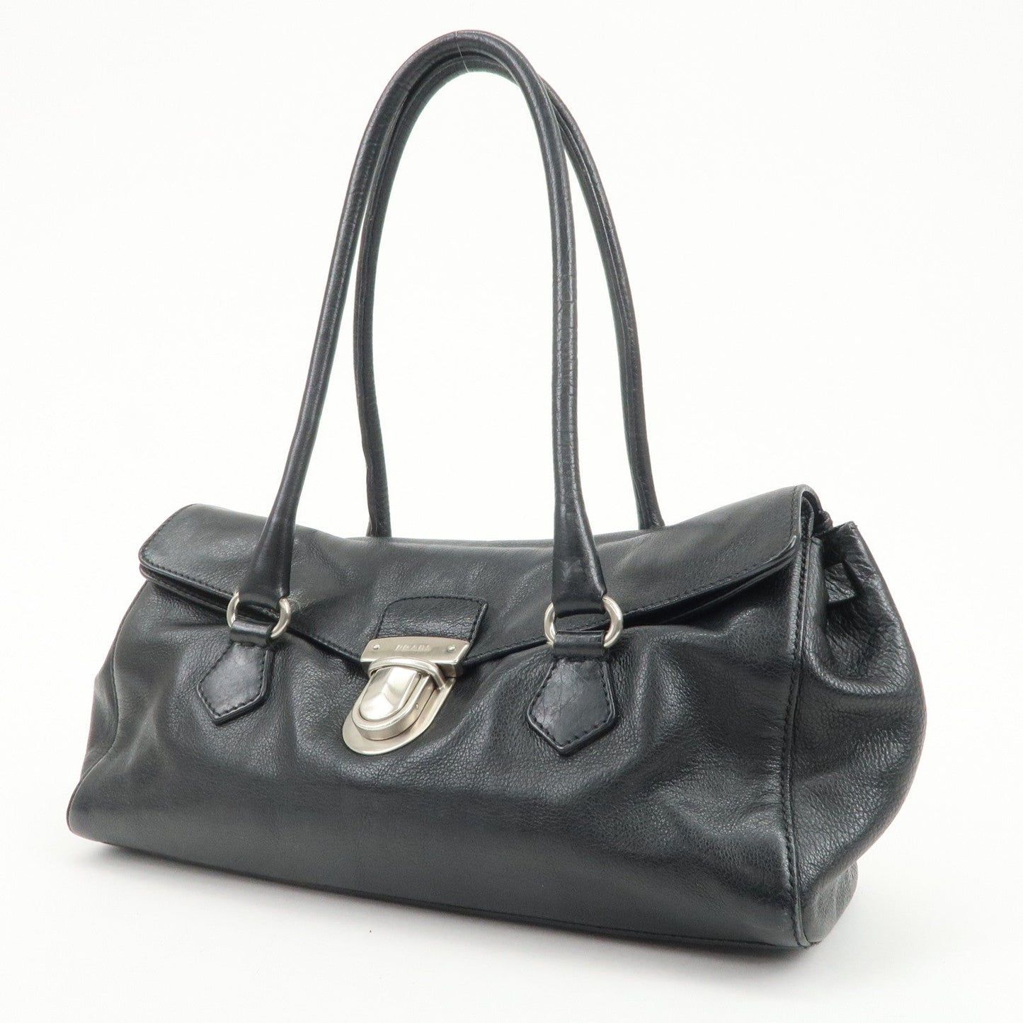 Prada Triangle Logo Leather Shoulder Bag Hand Bag Black【Pre-order】