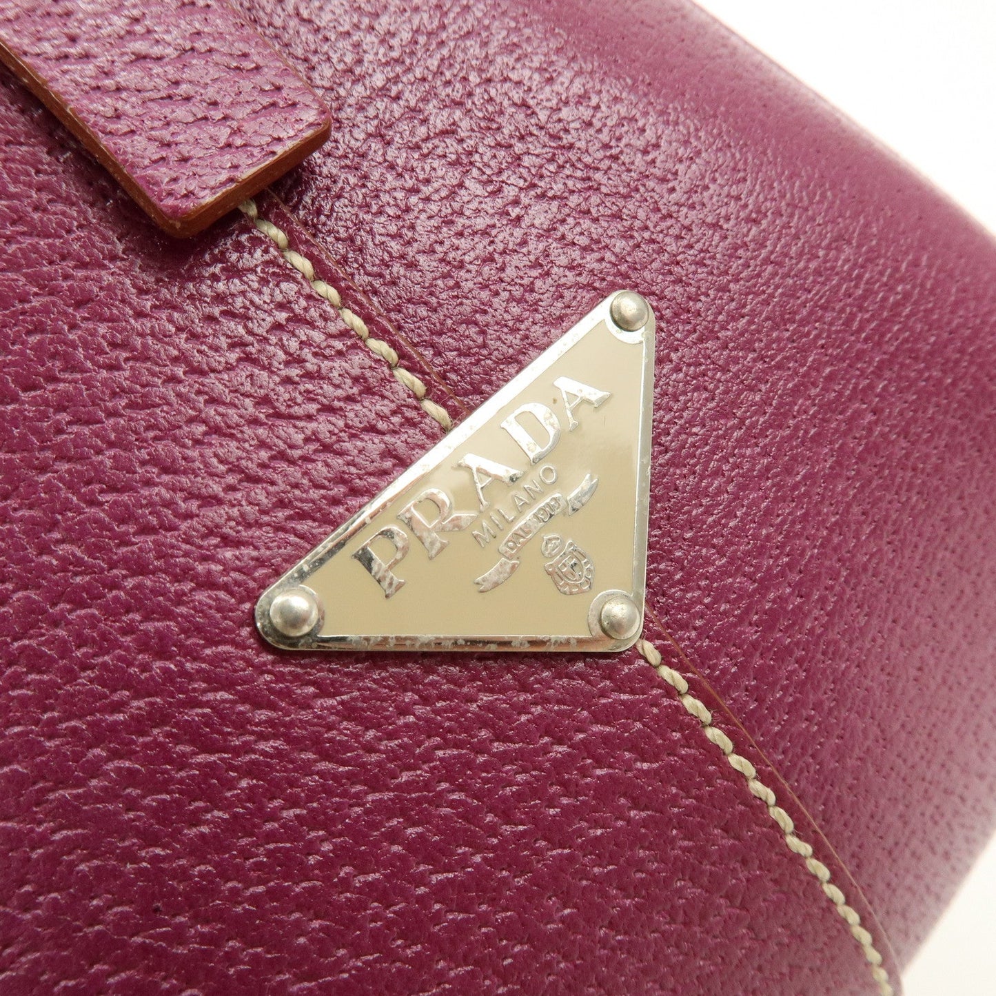 Prada Triangle Logo Canvas Leather Bowling Bag Natural Purple【Pre-order】