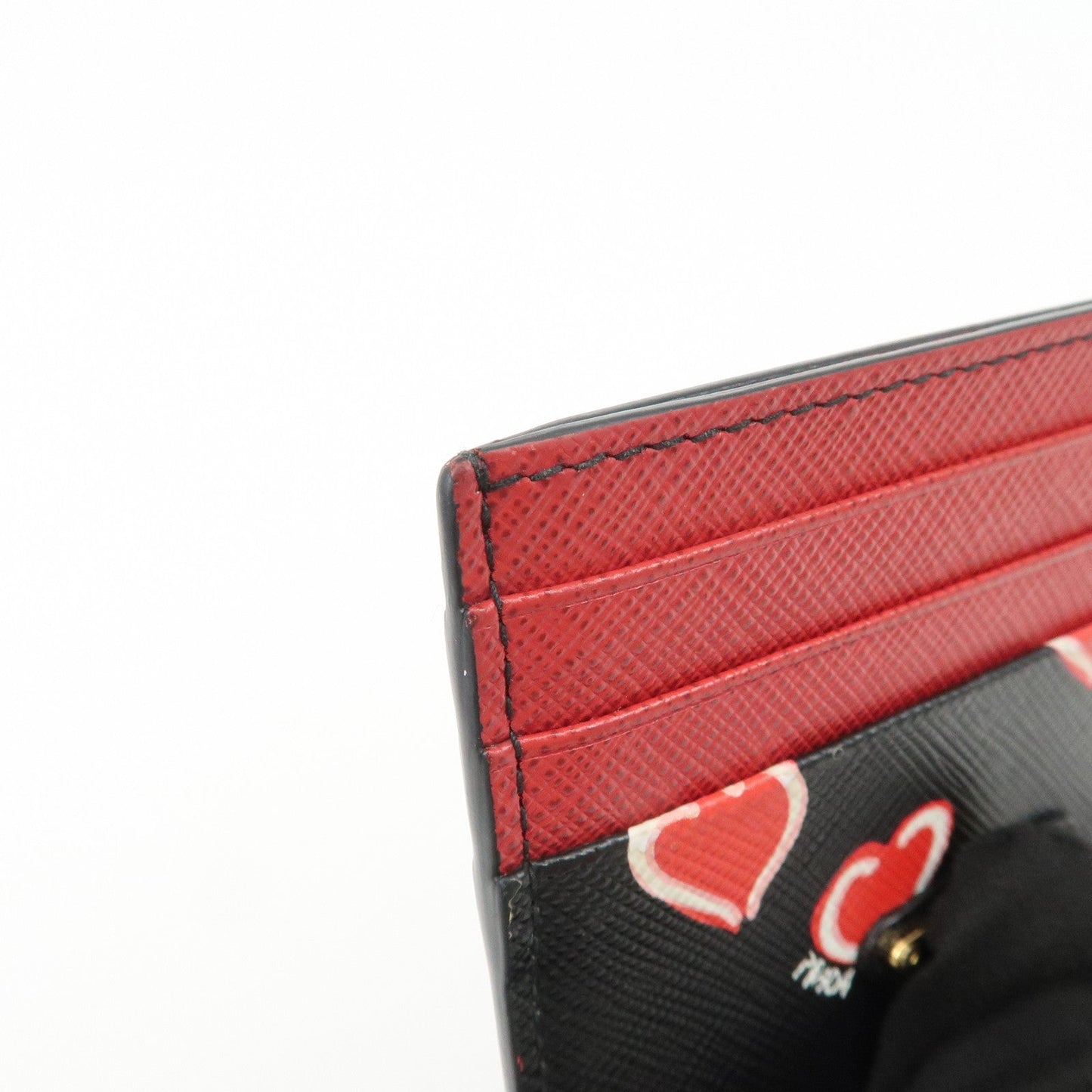Prada Saffiano Leather Heart Card Case Black Red White 1MC025【Pre-order】