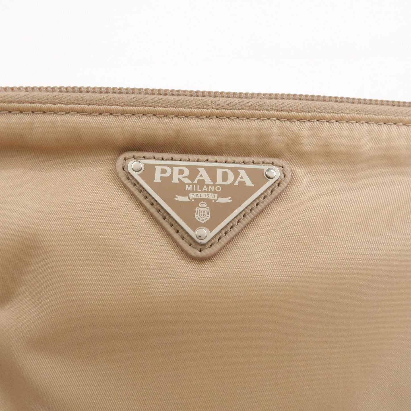 Prada Triangle Logo TESSUTO Hand Bag Pouch Beige 1NH545【Pre-order】
