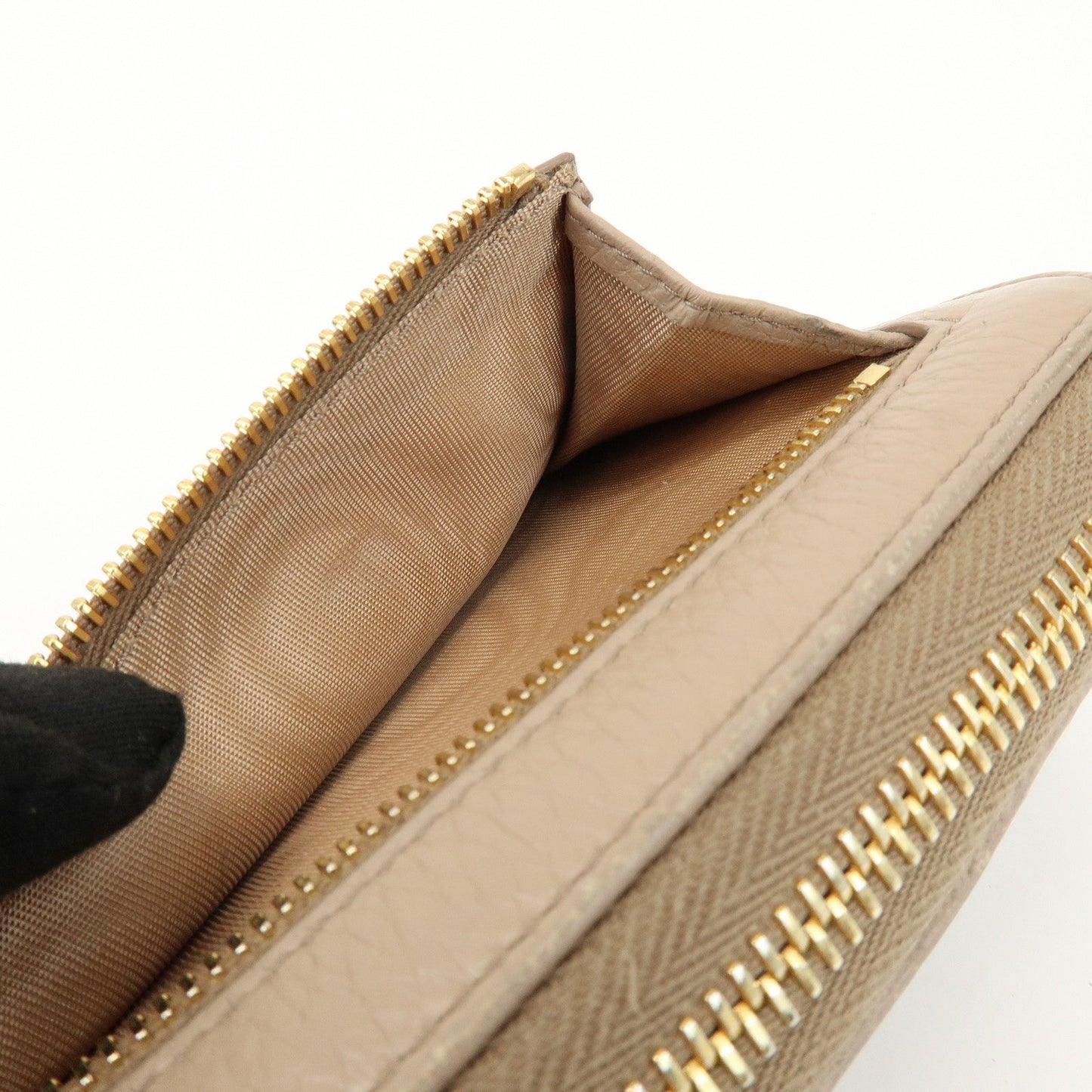 Prada Calf Leather Compact Round Zippy Wallet Beige Gold【Pre-order】