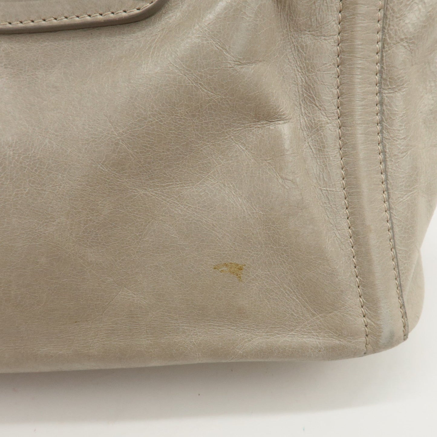 Prada Triangle Logo Leather 2Way Bag Tote Bag Gray BN2104 Used【Pre-order】