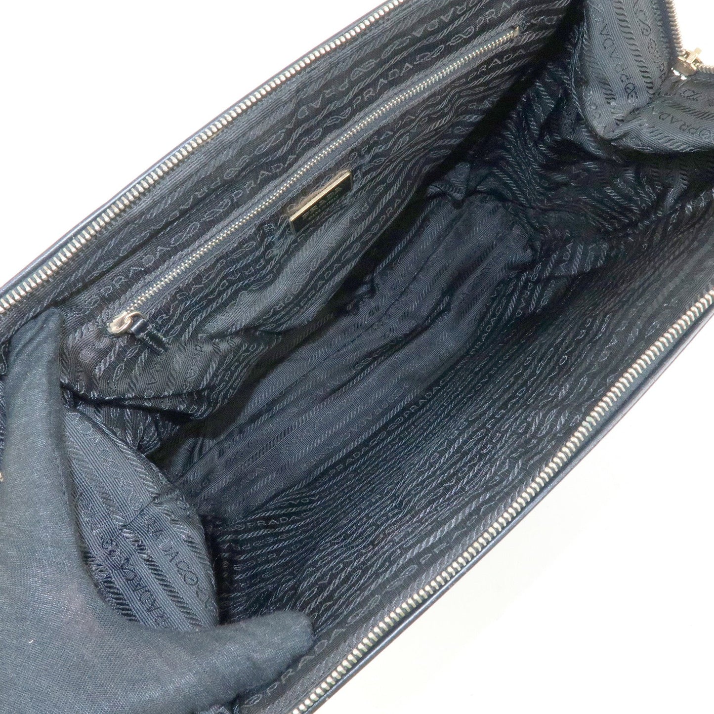 Prada Triangle Logo Nylon Leather Hand Bag Tote Shoulder Bag Black【Pre-order】