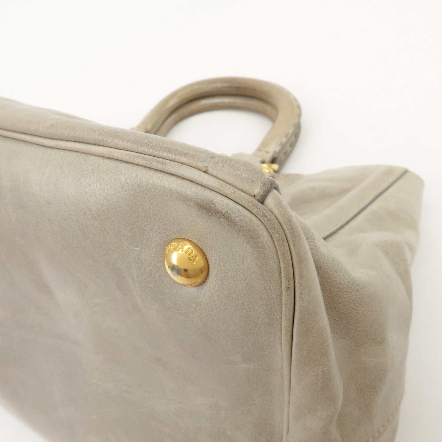 Prada Triangle Logo Leather 2Way Bag Tote Bag Gray BN2104 Used【Pre-order】