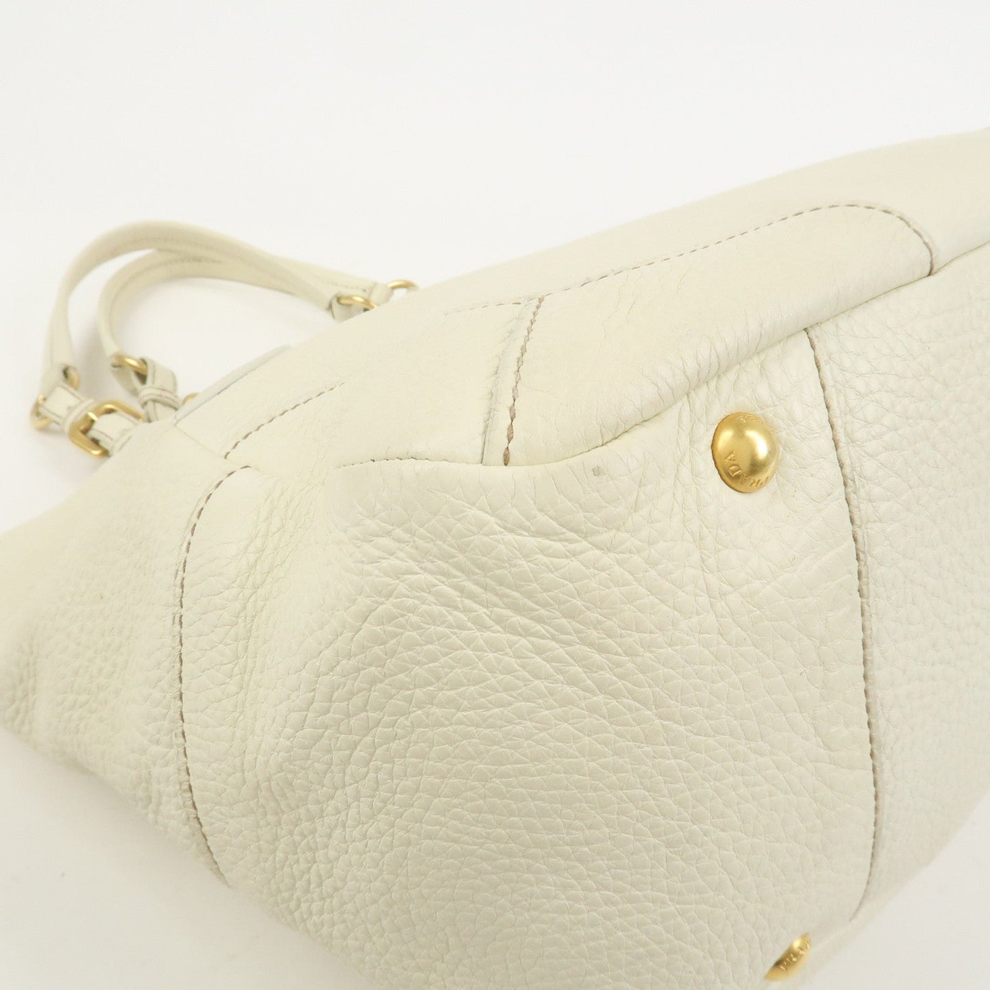 Prada Logo Calf Leather Tote Bag Shoulder Bag Ivory BR3844【Pre-order】