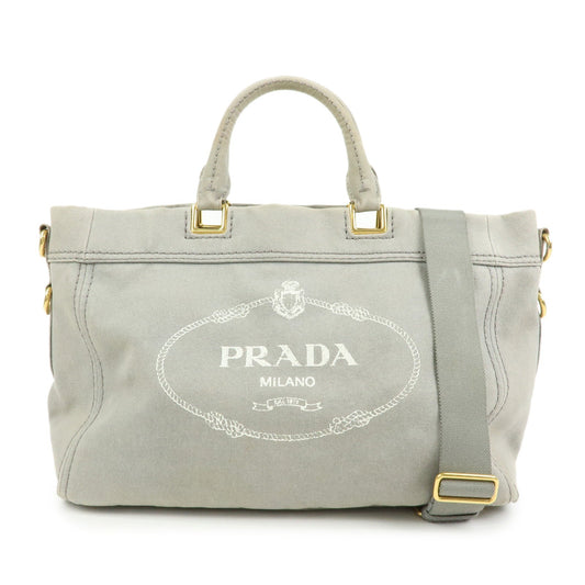 Prada Canapa Canvas 2Way Bag Hand Bag Shoulder Bag Gray BN2069【Pre-order】