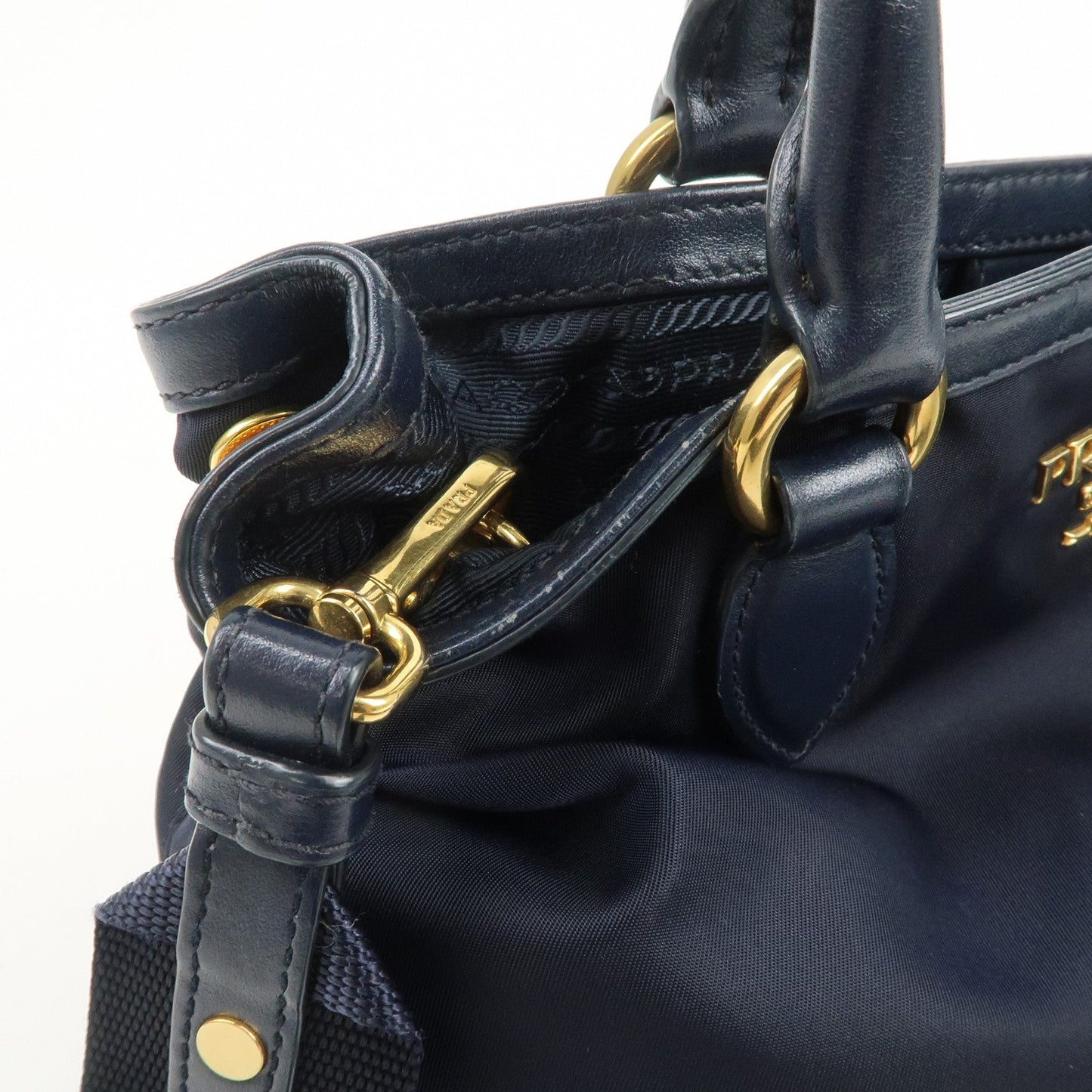 Prada Logo Nylon 2Way Bag Hand Bag Shoulder Bag Navy 1BA172【Pre-order】
