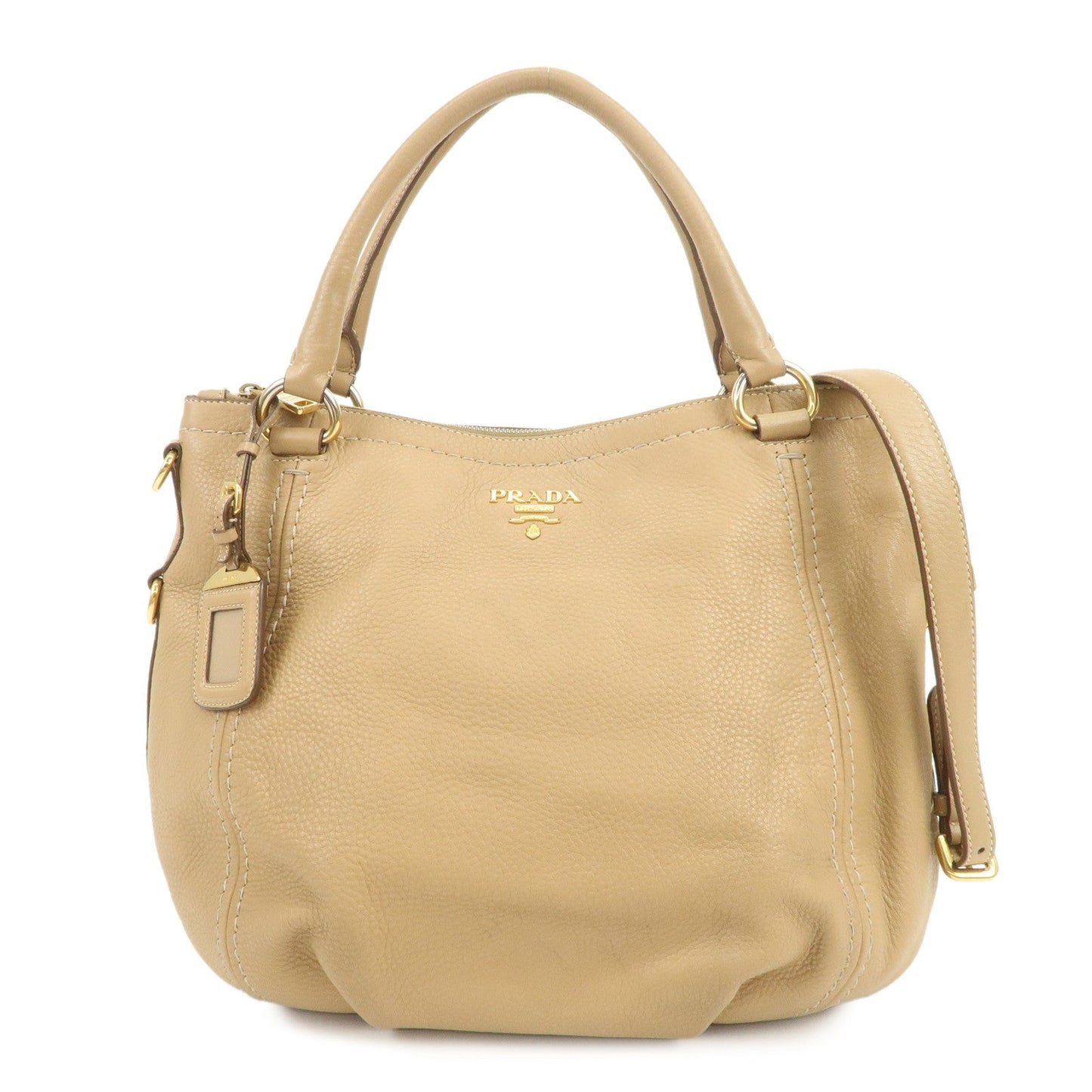Prada Logo Leather 2Way Bag Hand Bag Shoulder Bag Camel【Pre-order】