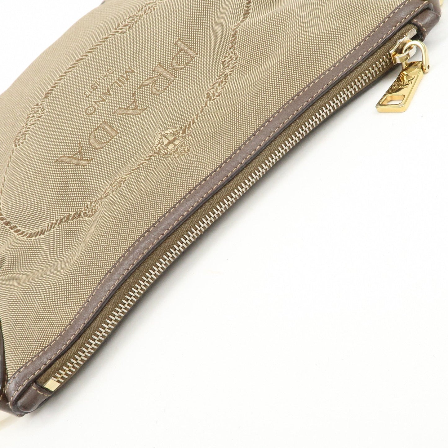 Prada Logo Jacquard Leather Shoulder Bag Beige Brown BT867A【Pre-order】