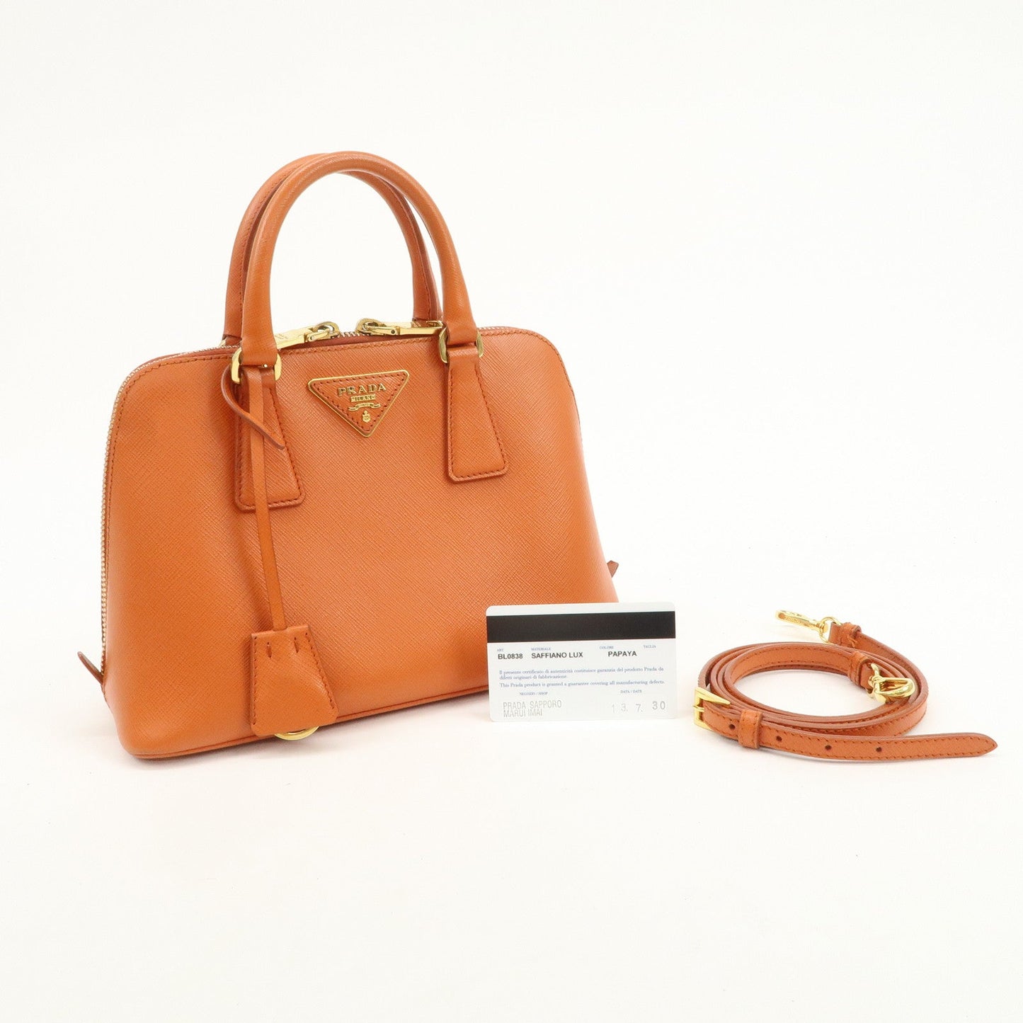 Prada Saffiano Leather Promenade Small 2Way Hand Bag Orange BL0838【Pre-order】