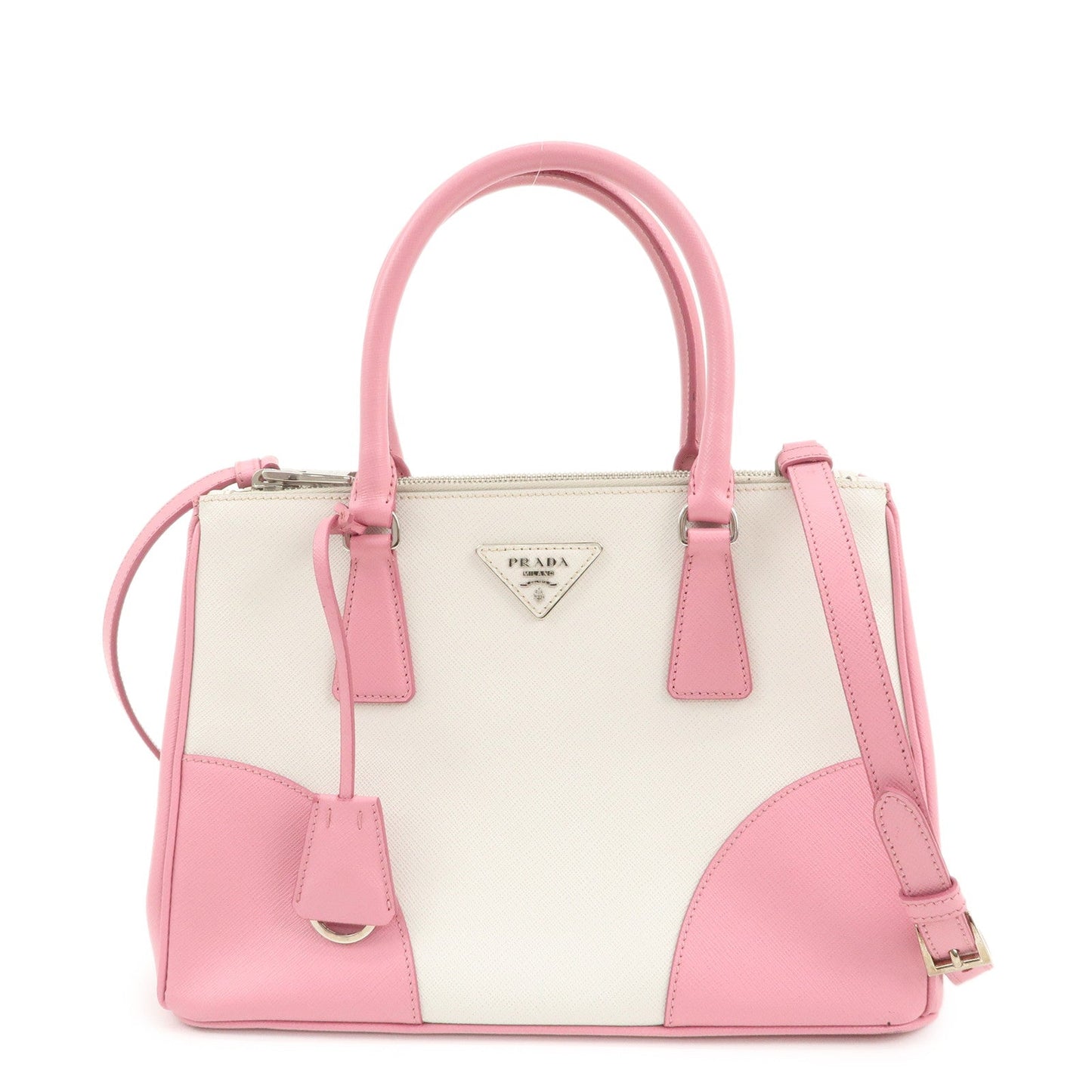 Prada CITY CALF Triangle Logo Saffiano Leather 2Way Bag Pink B2863K【Pre-order】