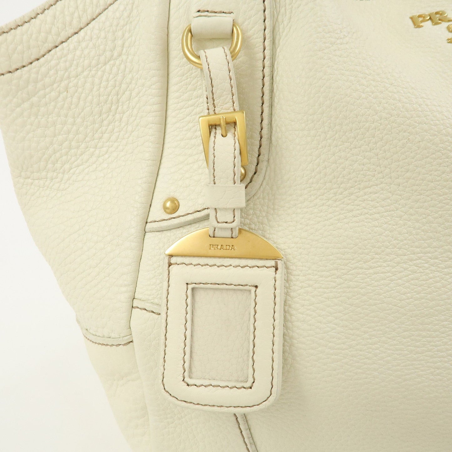 Prada Logo Calf Leather Tote Bag Shoulder Bag Ivory BR3844【Pre-order】