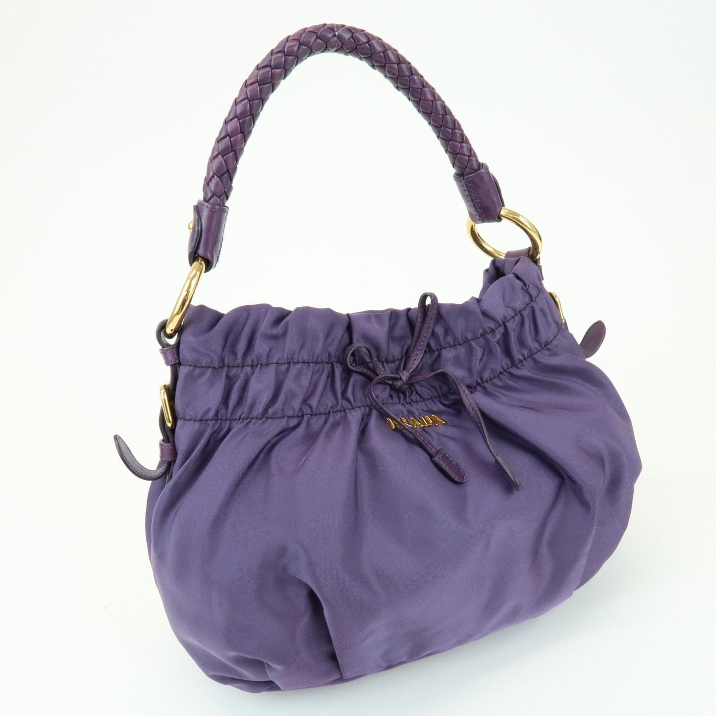 Prada Ribbon Nylon Leather Shoulder Bag Hand Bag Purple BR4237【Pre-order】