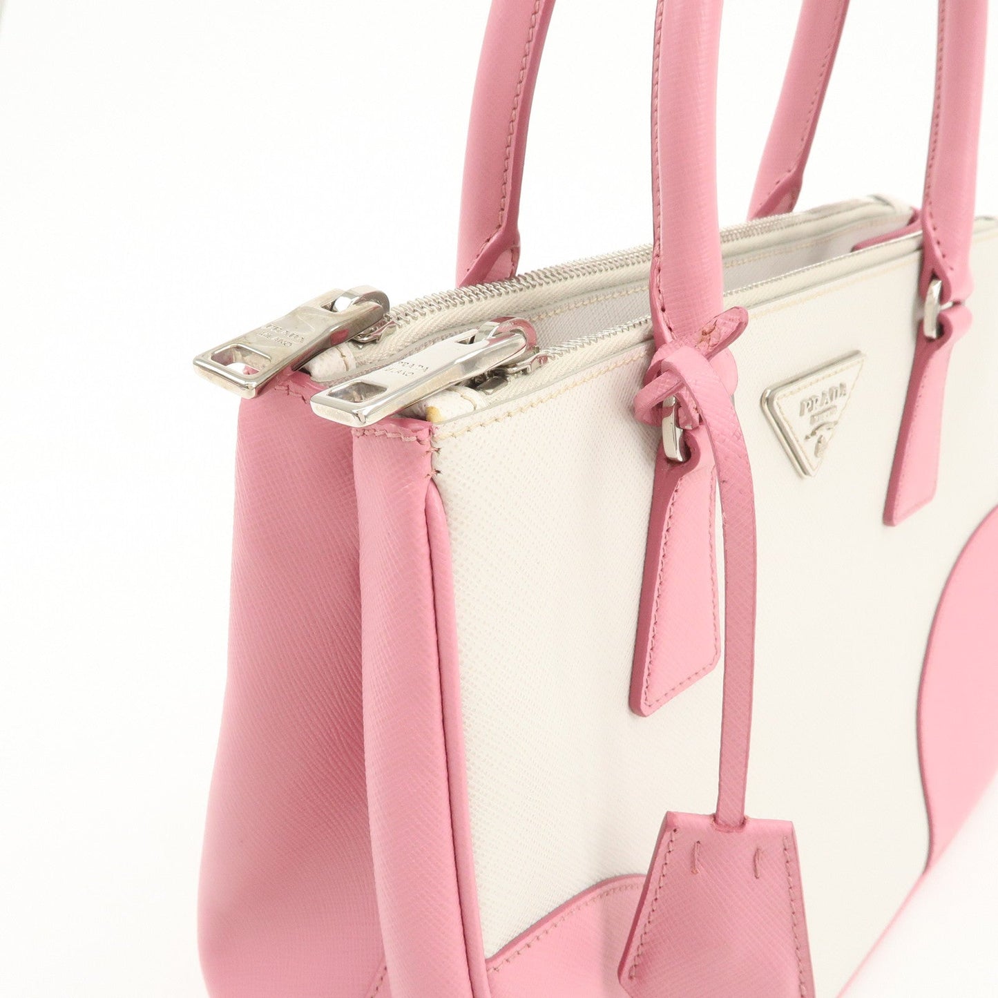 Prada CITY CALF Triangle Logo Saffiano Leather 2Way Bag Pink B2863K【Pre-order】