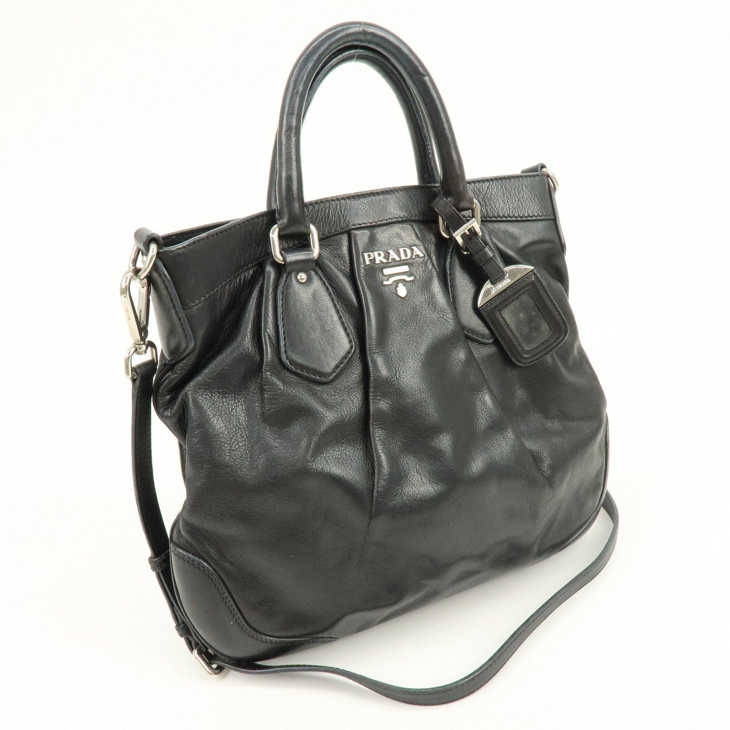 Prada Logo Leather 2Way Bag Hand Bag Shoulder Bag Black BN1226【Pre-order】