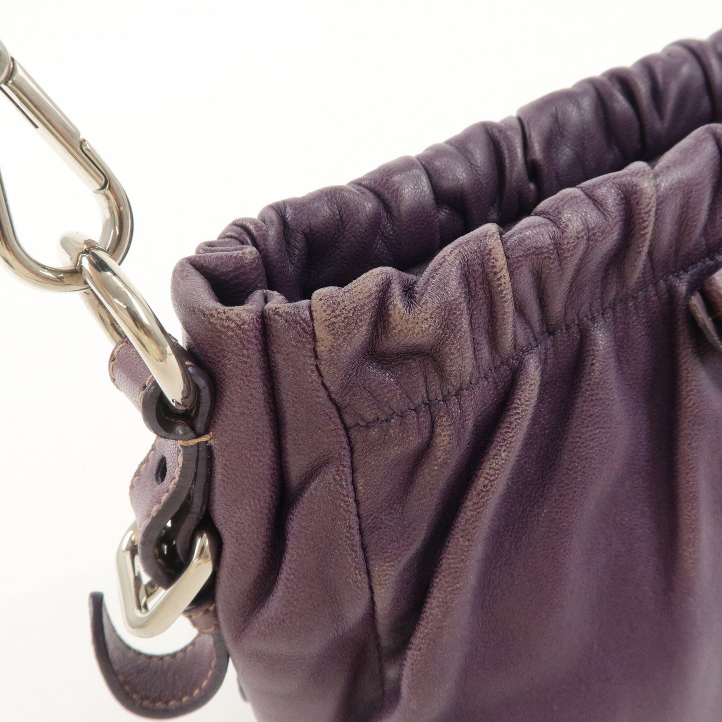 Prada Ribbon Leather Shoulder Bag Hand Bag Purple Used【Pre-order】