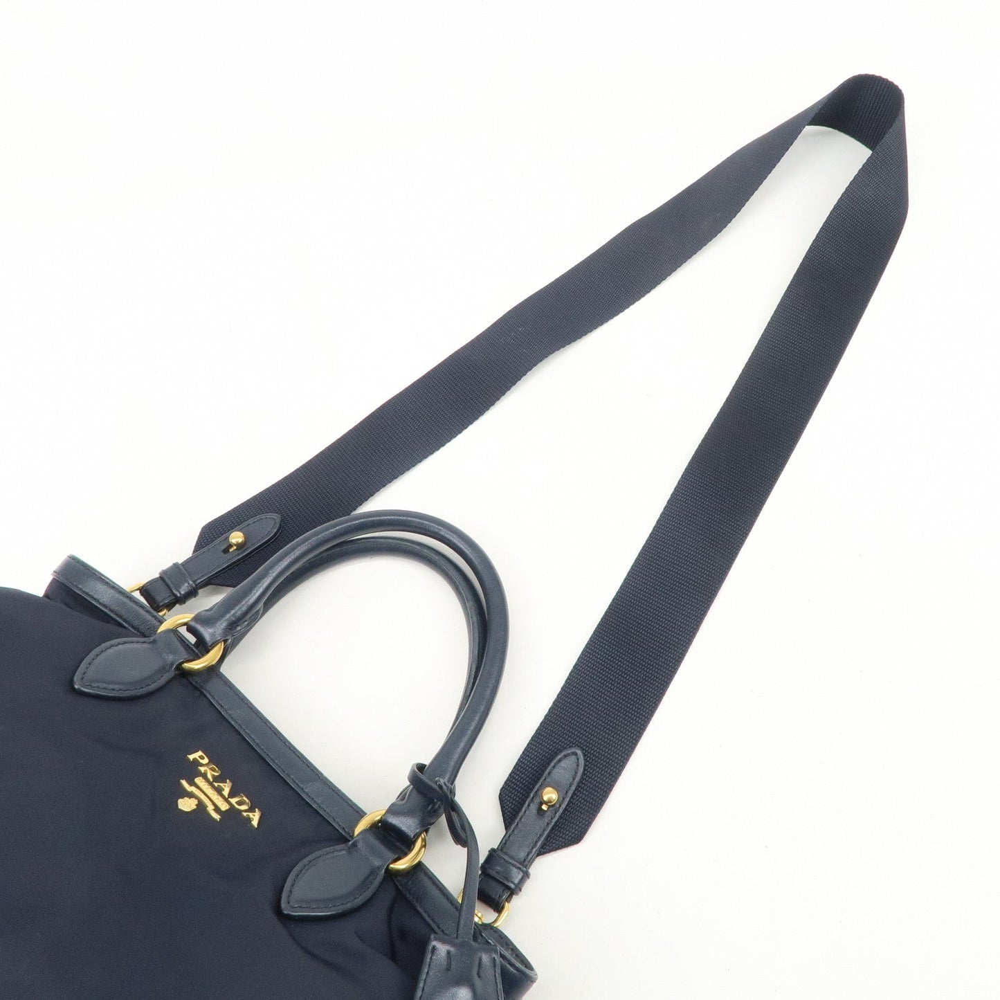 Prada Logo Nylon 2Way Bag Hand Bag Shoulder Bag Navy 1BA172【Pre-order】