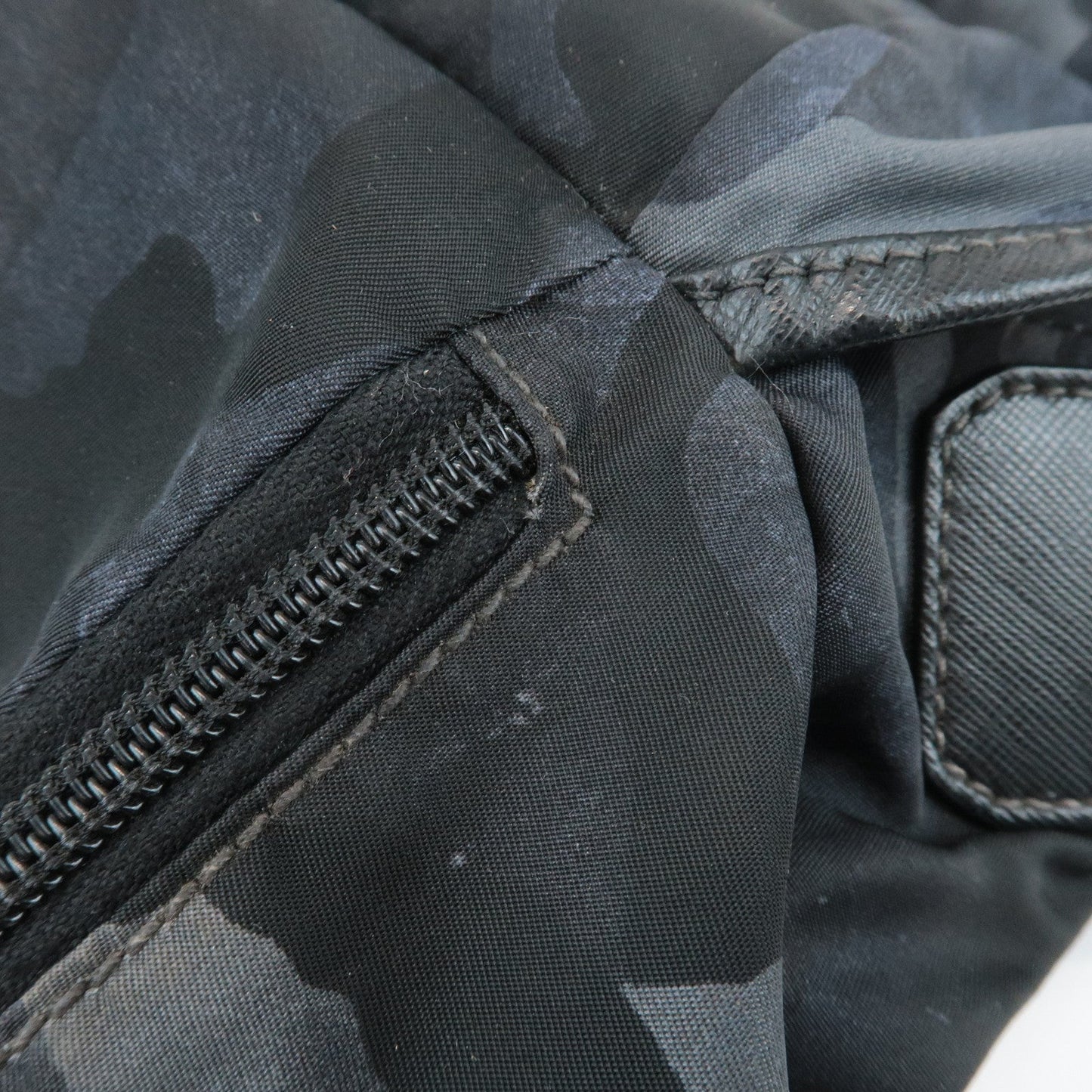Prada Triangle Logo Nylon Camouflage Shoulder Bag Black Gray Navy Used【Pre-order】