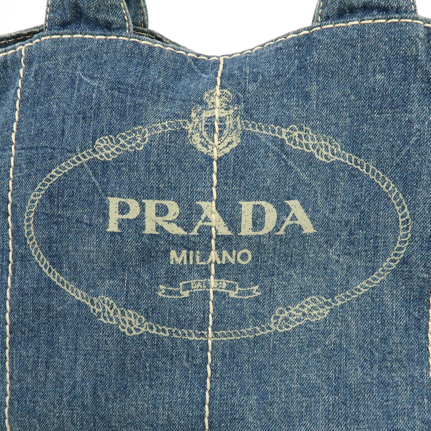 Prada Logo Canapa Canvas Denim Large Tote Hand Bag Blue BN1872【Pre-order】