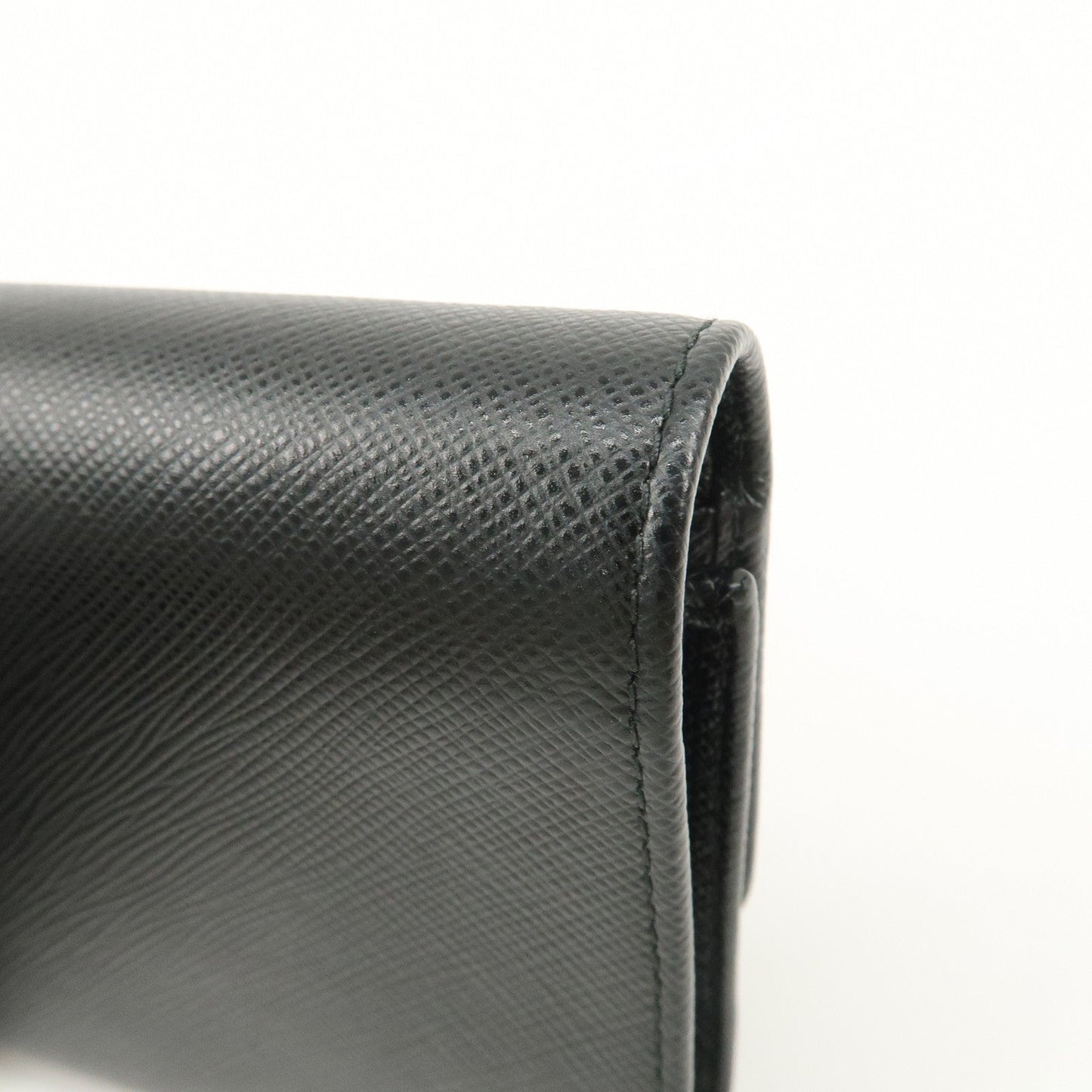 Prada Leather Ribbon Tri-fold Wallet Black 1MH840 Used【Pre-order】