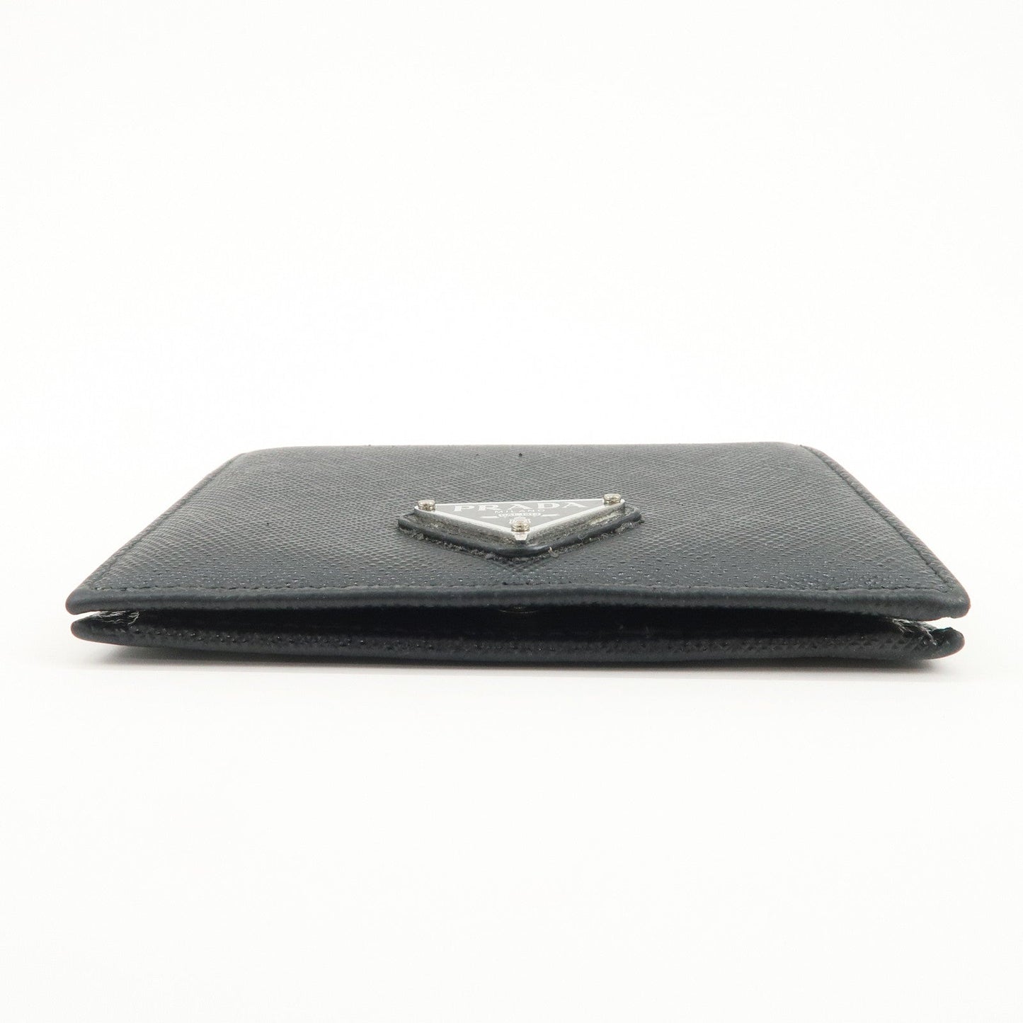 Prada Triangle Logo Saffiano Leather Bi-Fold Compact Wallet Black【Pre-order】