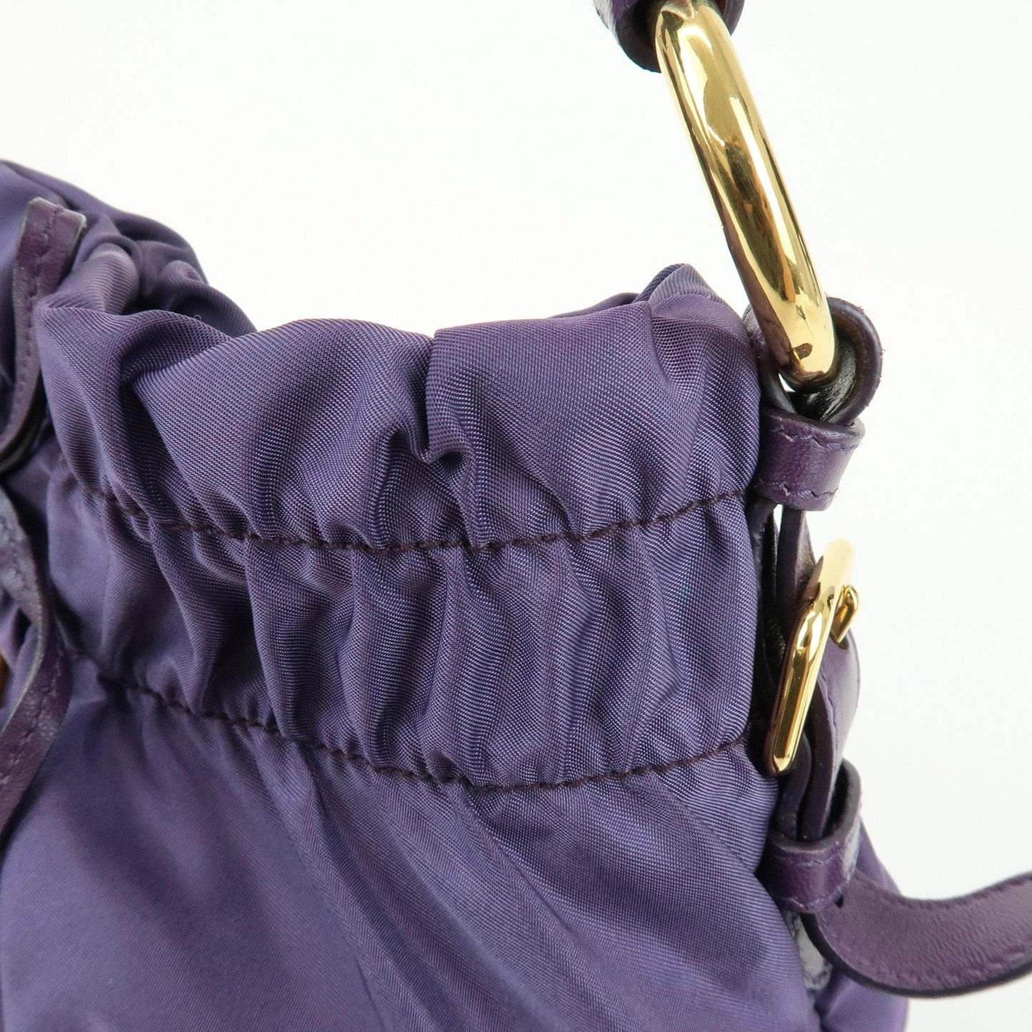 Prada Ribbon Nylon Leather Shoulder Bag Hand Bag Purple BR4237【Pre-order】