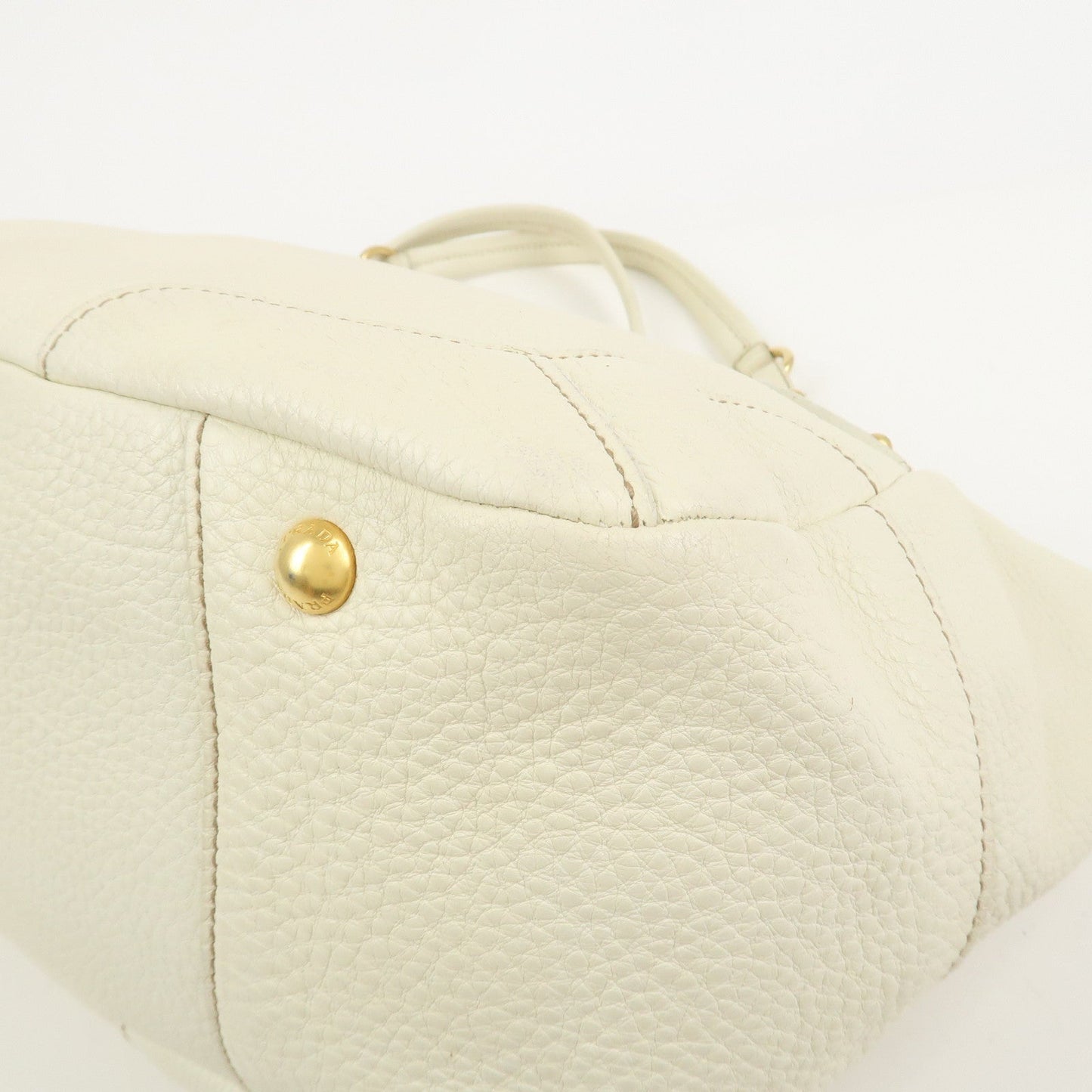 Prada Logo Calf Leather Tote Bag Shoulder Bag Ivory BR3844【Pre-order】