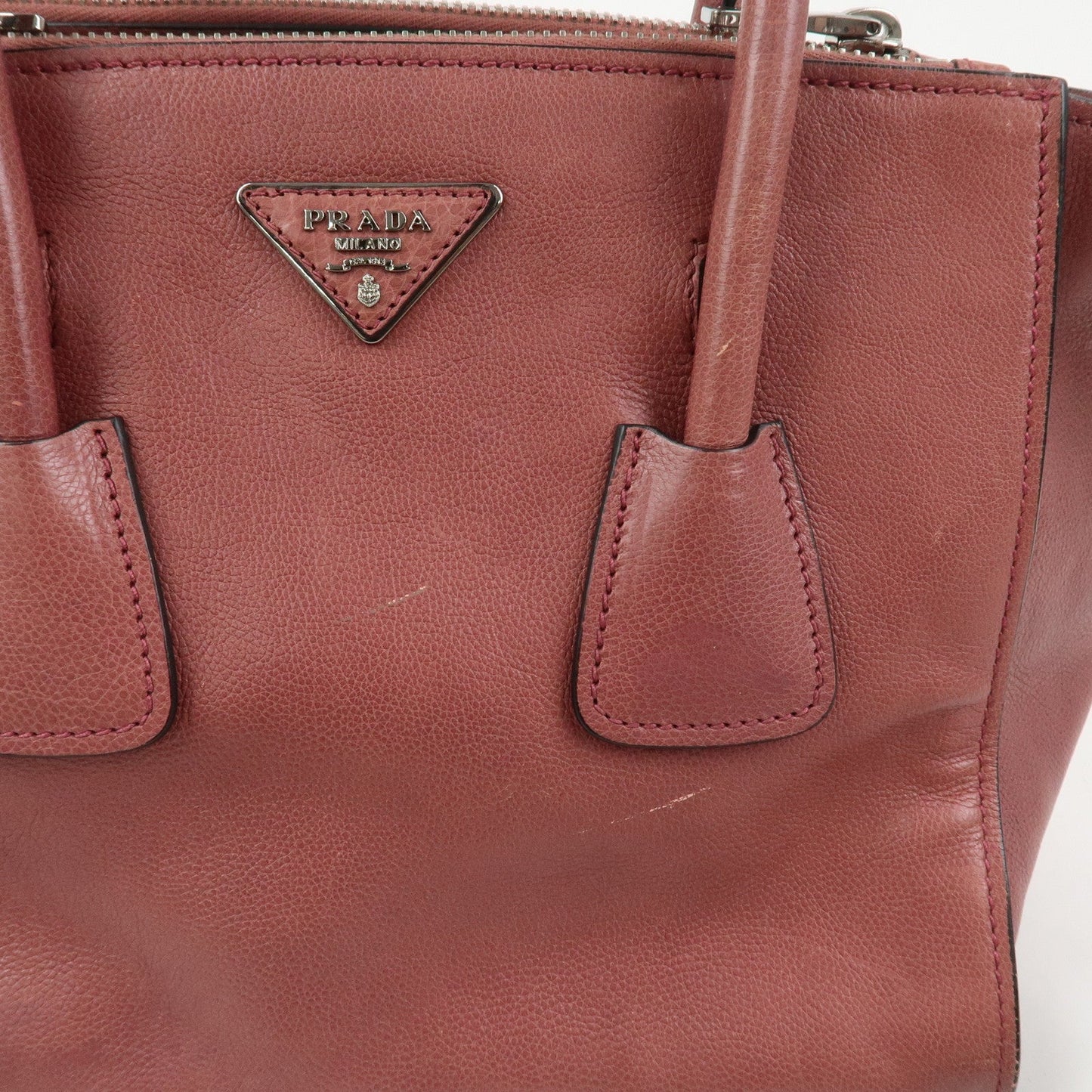 Prada Triangle Logo Leather 2Way Bag Tote Bag Hand Bag Pink B2625M【Pre-order】