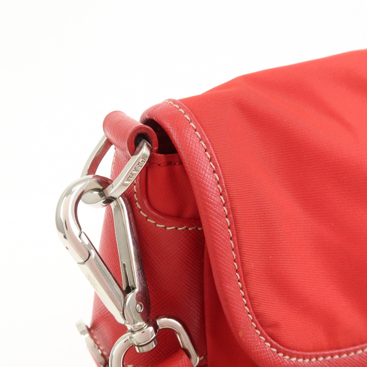 Prada Triangle Logo Nylon Saffiano Leather Shoulder Bag Red BT0436【Pre-order】