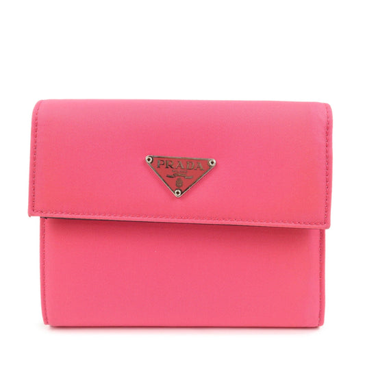 Prada Triangle Logo Tessuto Nylon Mini Compact Wallet Neon Pink【Pre-order】