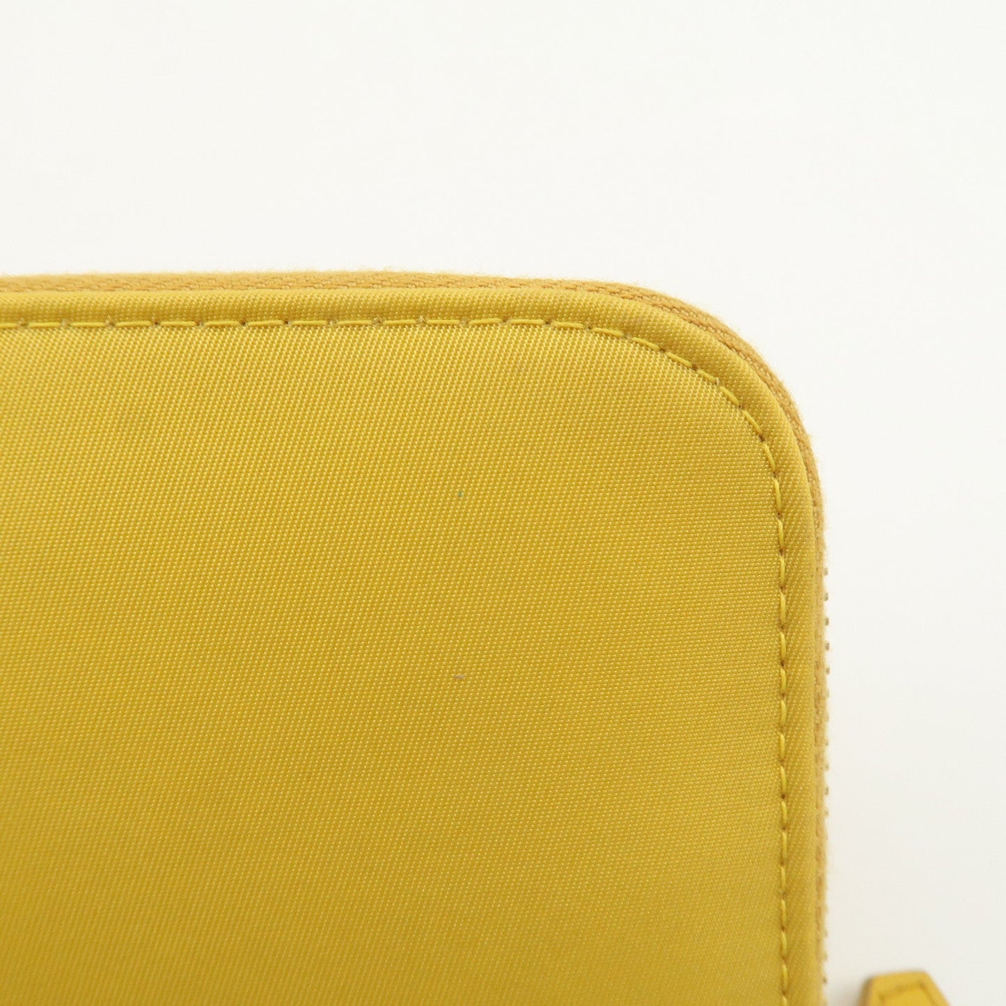 Prada Triangle Logo Nylon Leather Round Zippy Long Wallet Yellow【Pre-order】