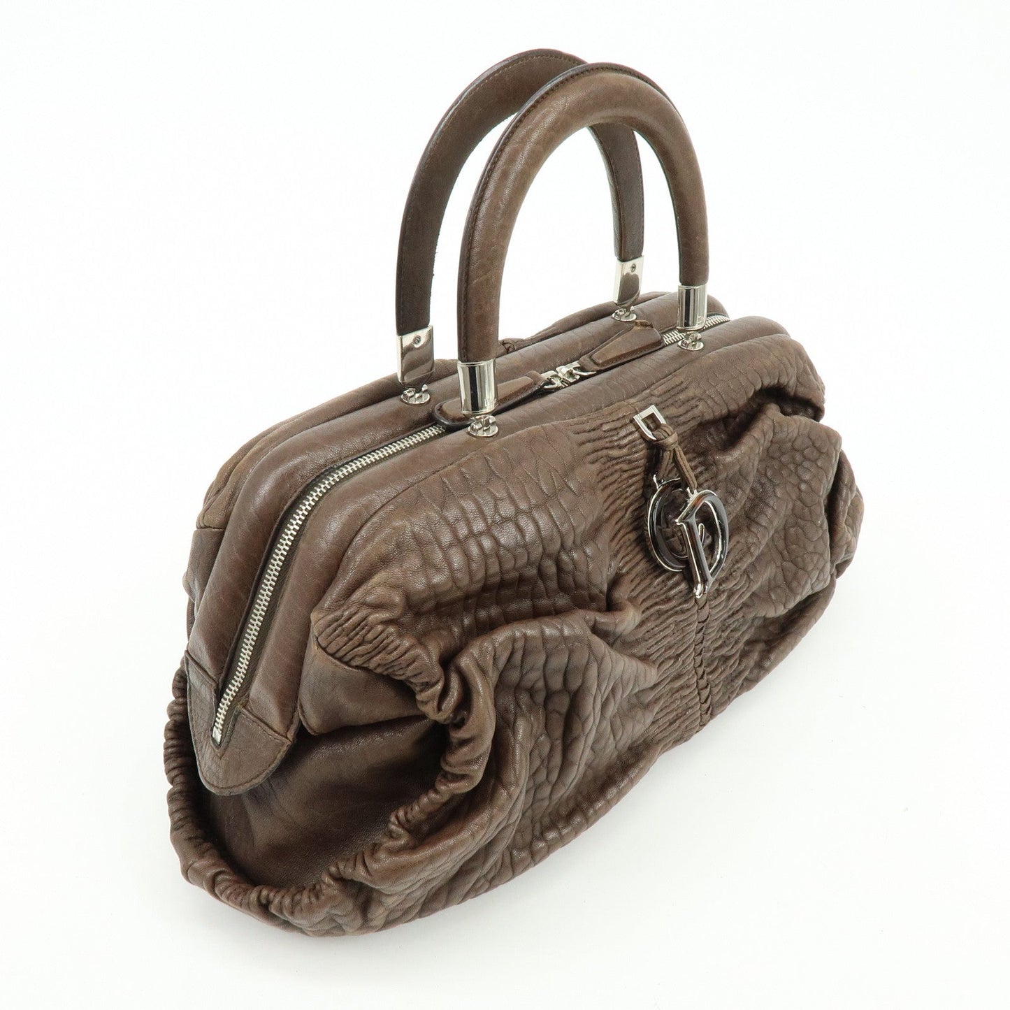 Christian Dior Embossed Gathered Leather Boston Bag Hand Bag【Pre-order】