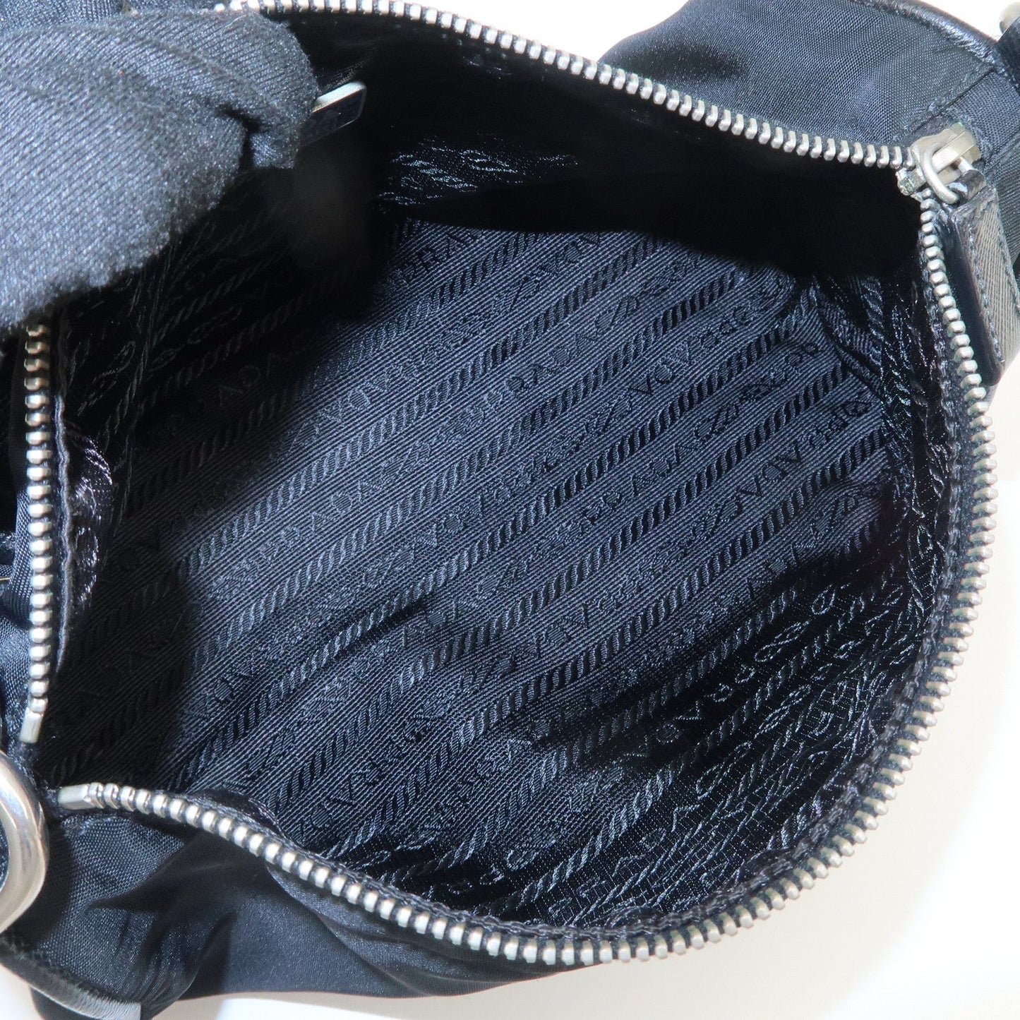 Prada Triangle Logo Nylon Saffiano Leather Hand Bag Black【Pre-order】