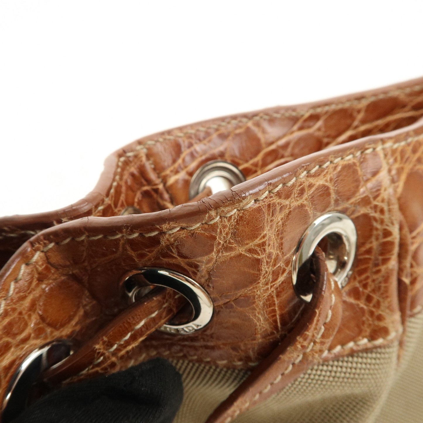 Prada Logo Jacquard Canvas Embossed Leather Shoulder Bag【Pre-order】