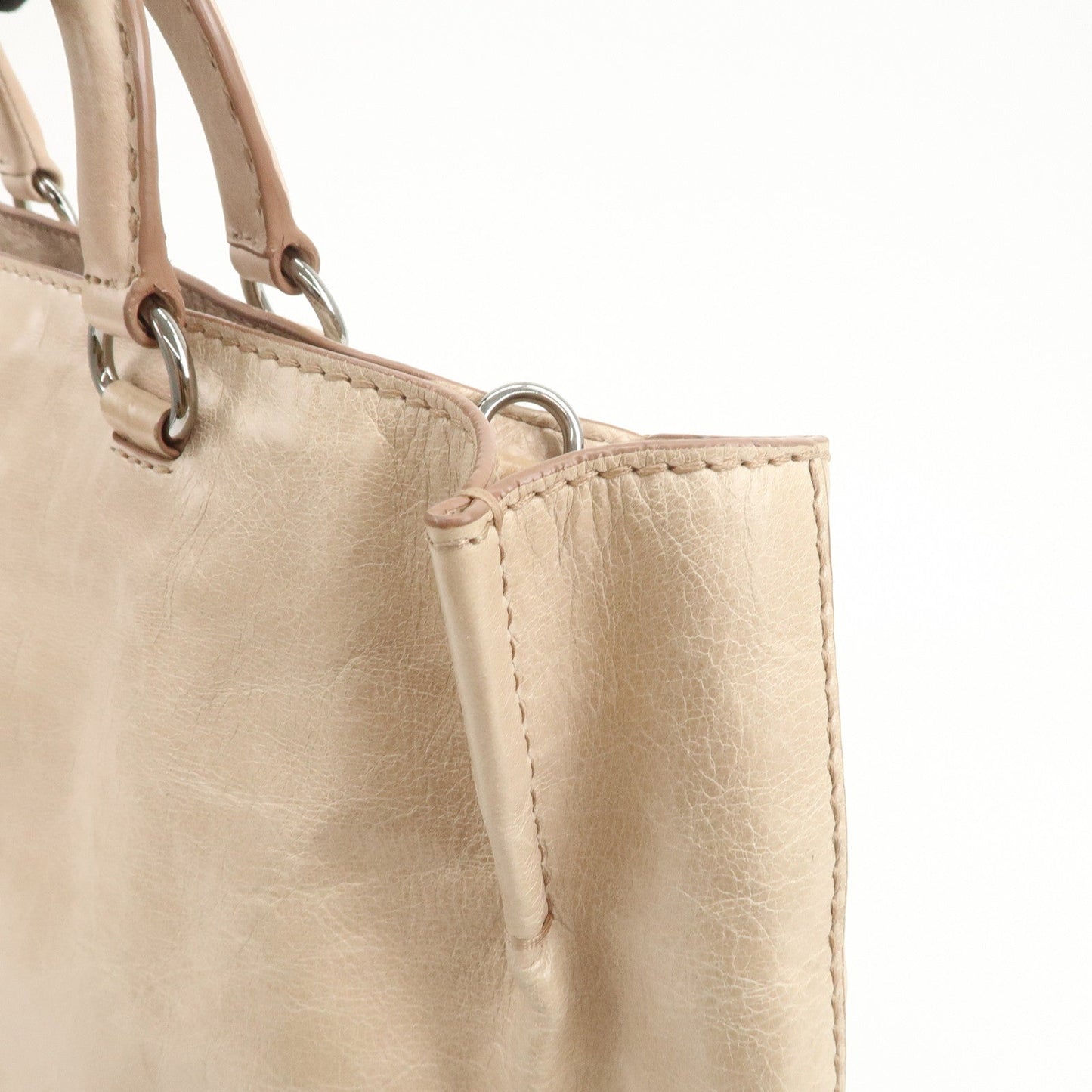 Prada Triangle Logo Leather 2Way Hand Bag Shoulder Bag Beige BR4617【Pre-order】