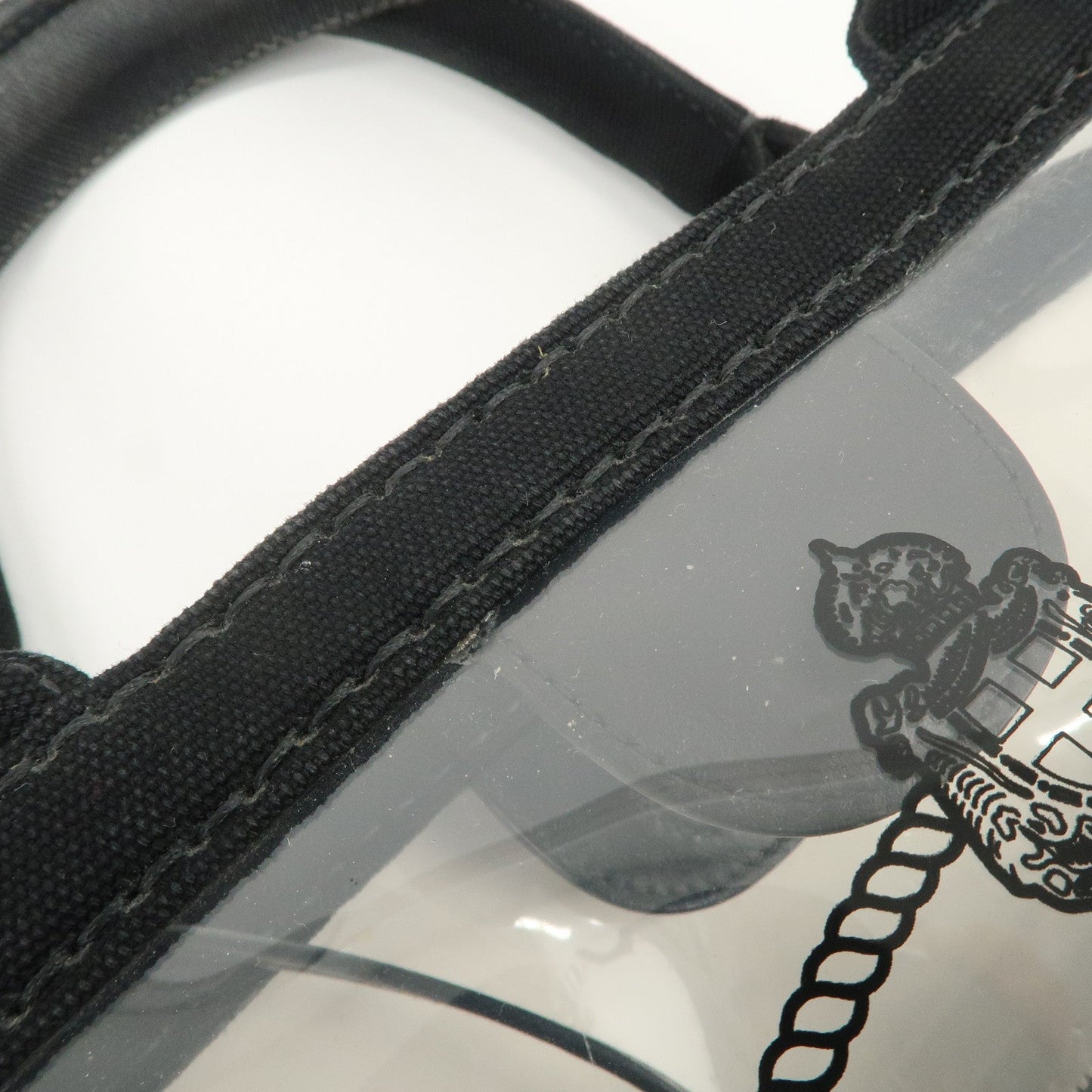 Prada Canvas Vinyl Leather 2Way Hand Bag Clear Black 1BG187【Pre-order】