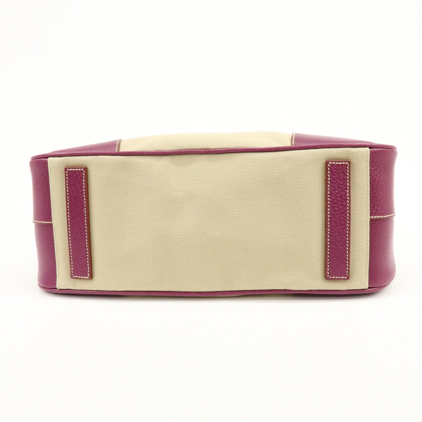 Prada Triangle Logo Canvas Leather Bowling Bag Natural Purple【Pre-order】