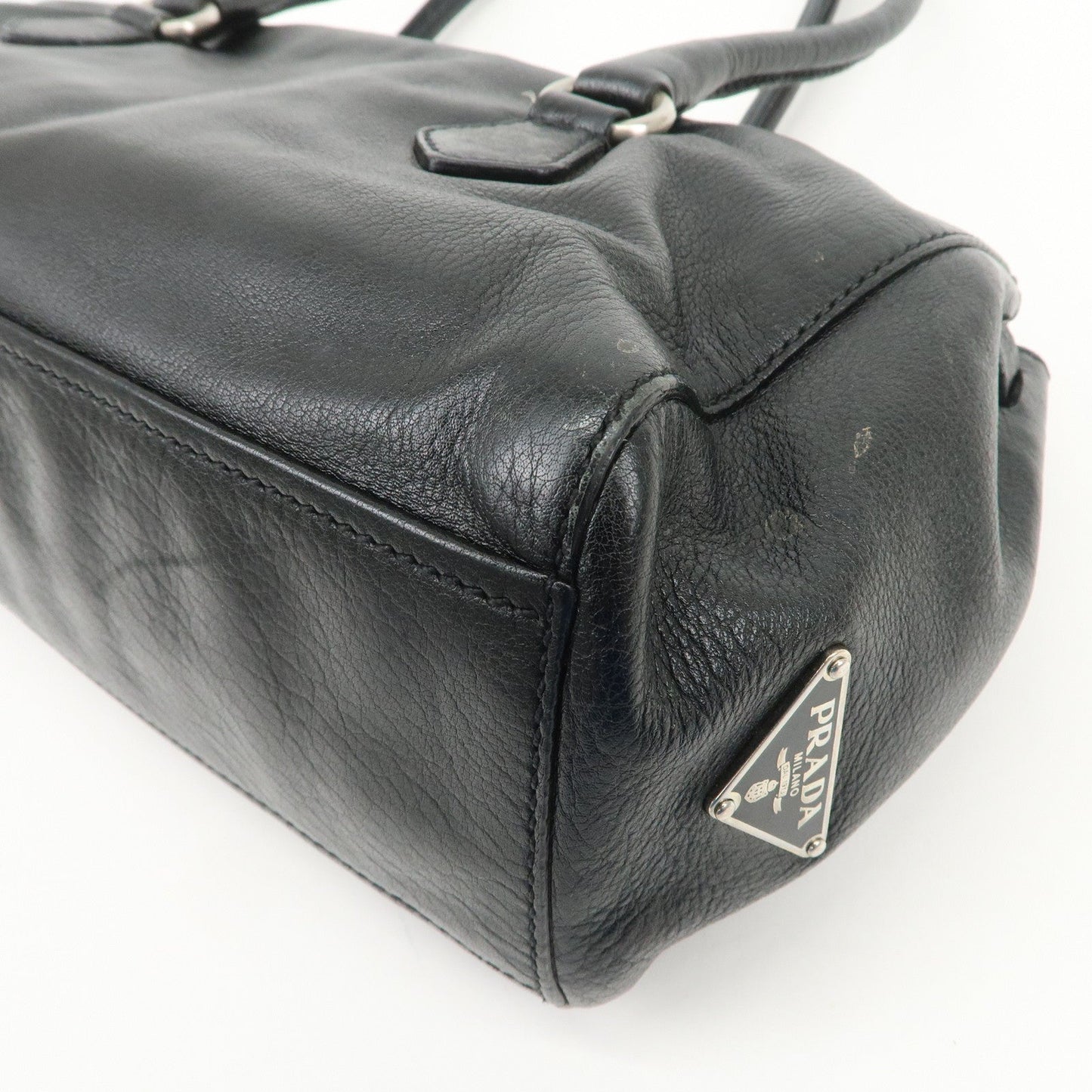 Prada Triangle Logo Leather Shoulder Bag Hand Bag Black【Pre-order】