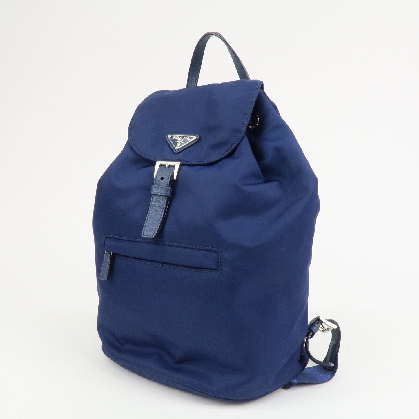 Prada Triangle Logo Nylon Saffiano Leather Backpack Navy BZ0032【Pre-order】