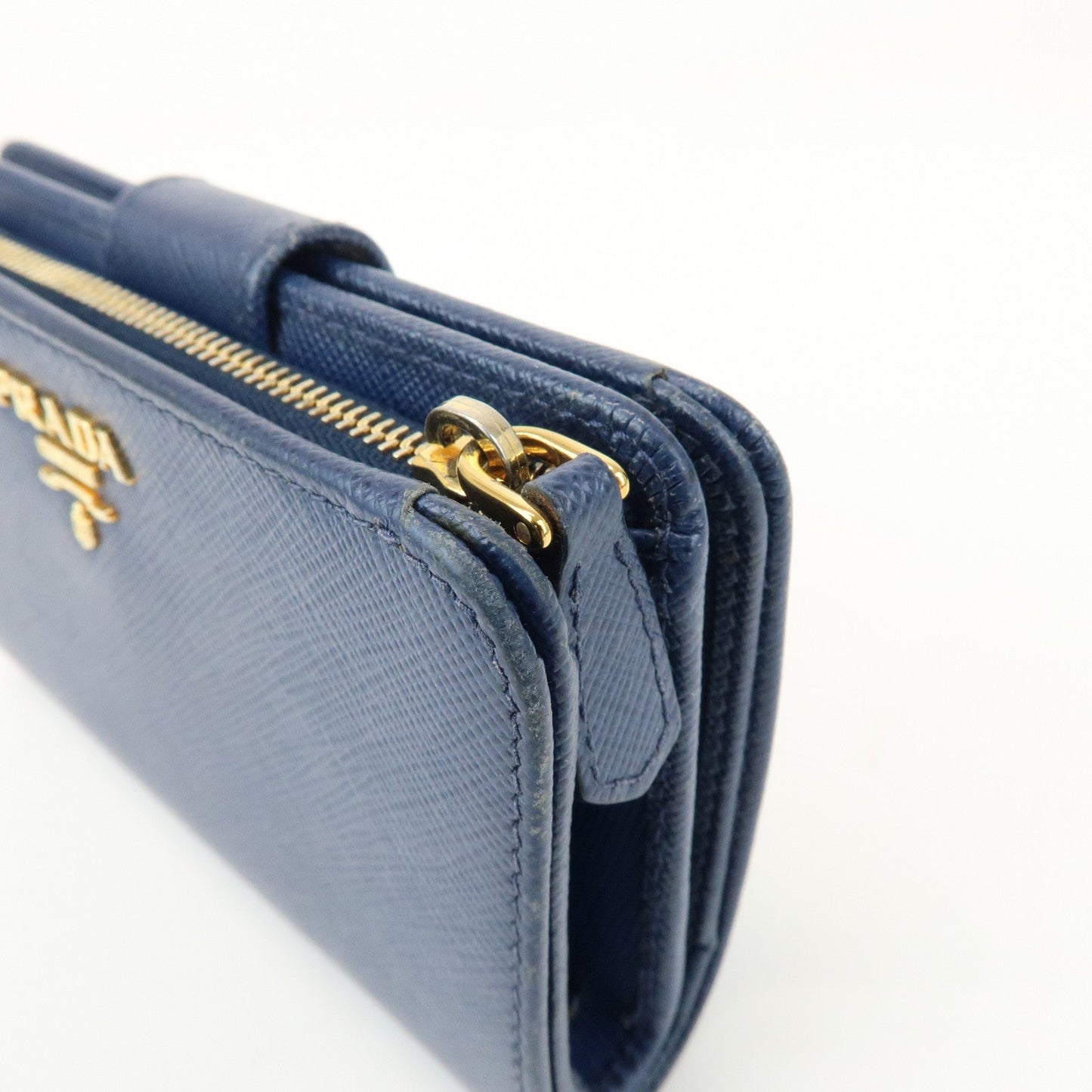 Prada Saffiano Leather Compact Wallet Navy Gold 1ML225【Pre-order】
