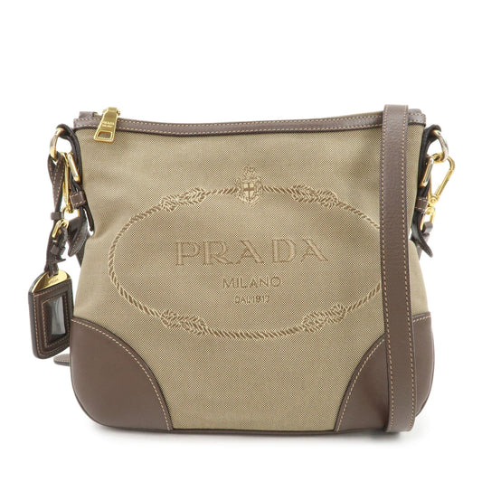 Prada Logo Jacquard Leather Shoulder Bag Beige Brown BT867A【Pre-order】