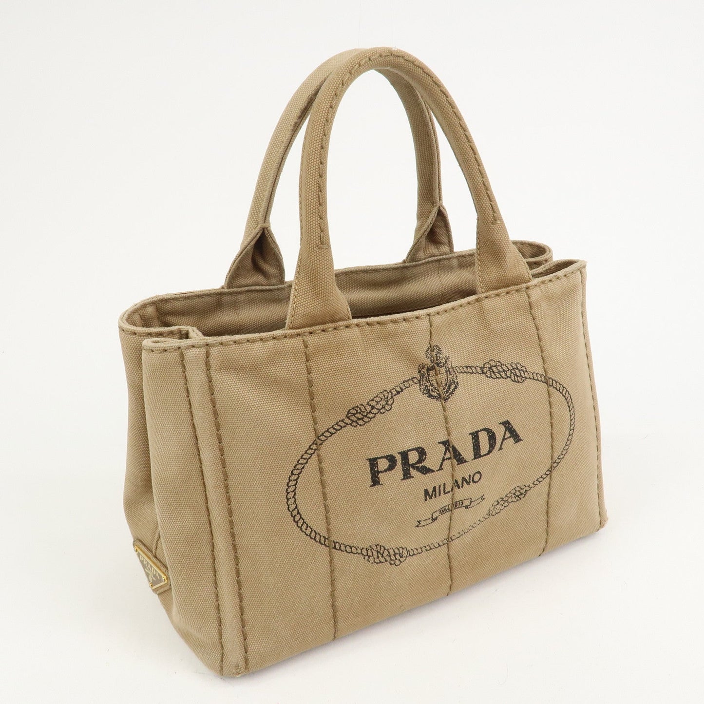 Prada Logo Canapa Mini Canvas 2Way Bag Hand Bag Beige 1BG439【Pre-order】