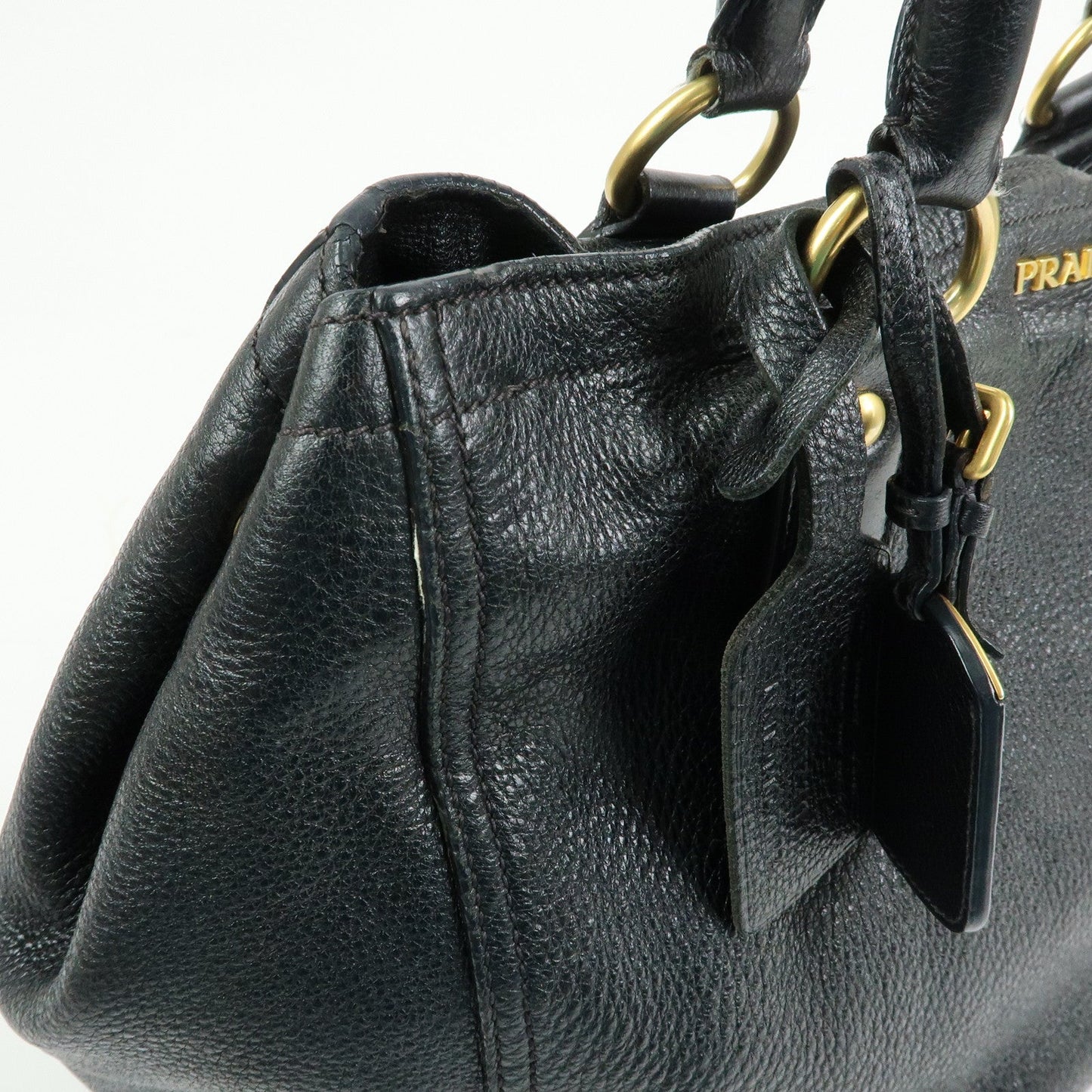Prada Logo Leather 2Way Bag Hand Bag Shoulder Bag Black BR4083【Pre-order】