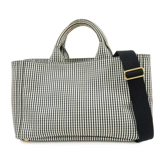 Prada Canapa Canvas 2Way Bag Hand Bag Shoulder Bag Black Ivory【Pre-order】