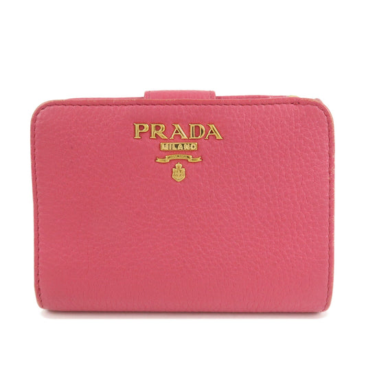 Prada Logo Leather Bi-Fold Wallet Small Wallet Pink 1ML018 Used【Pre-order】