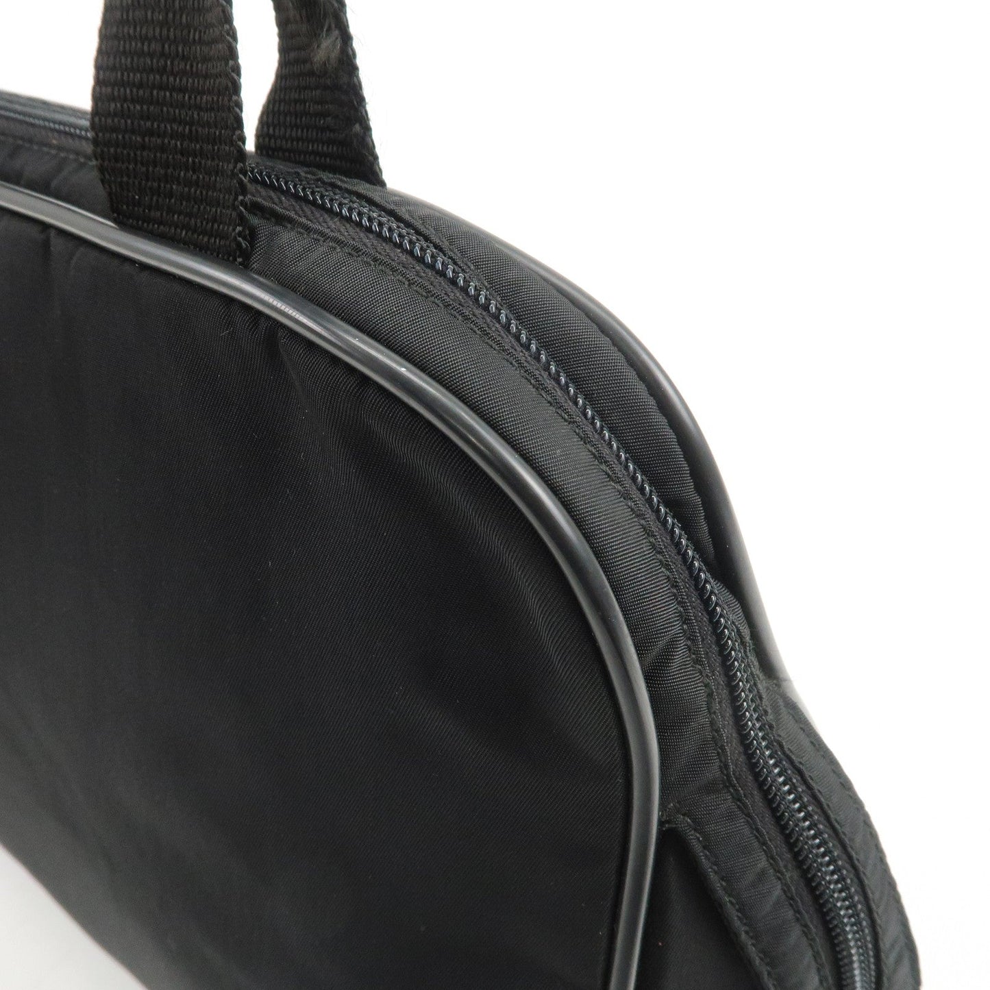 Prada Triangle Logo Nylon Leather Hand Bag Boston Bag Black【Pre-order】