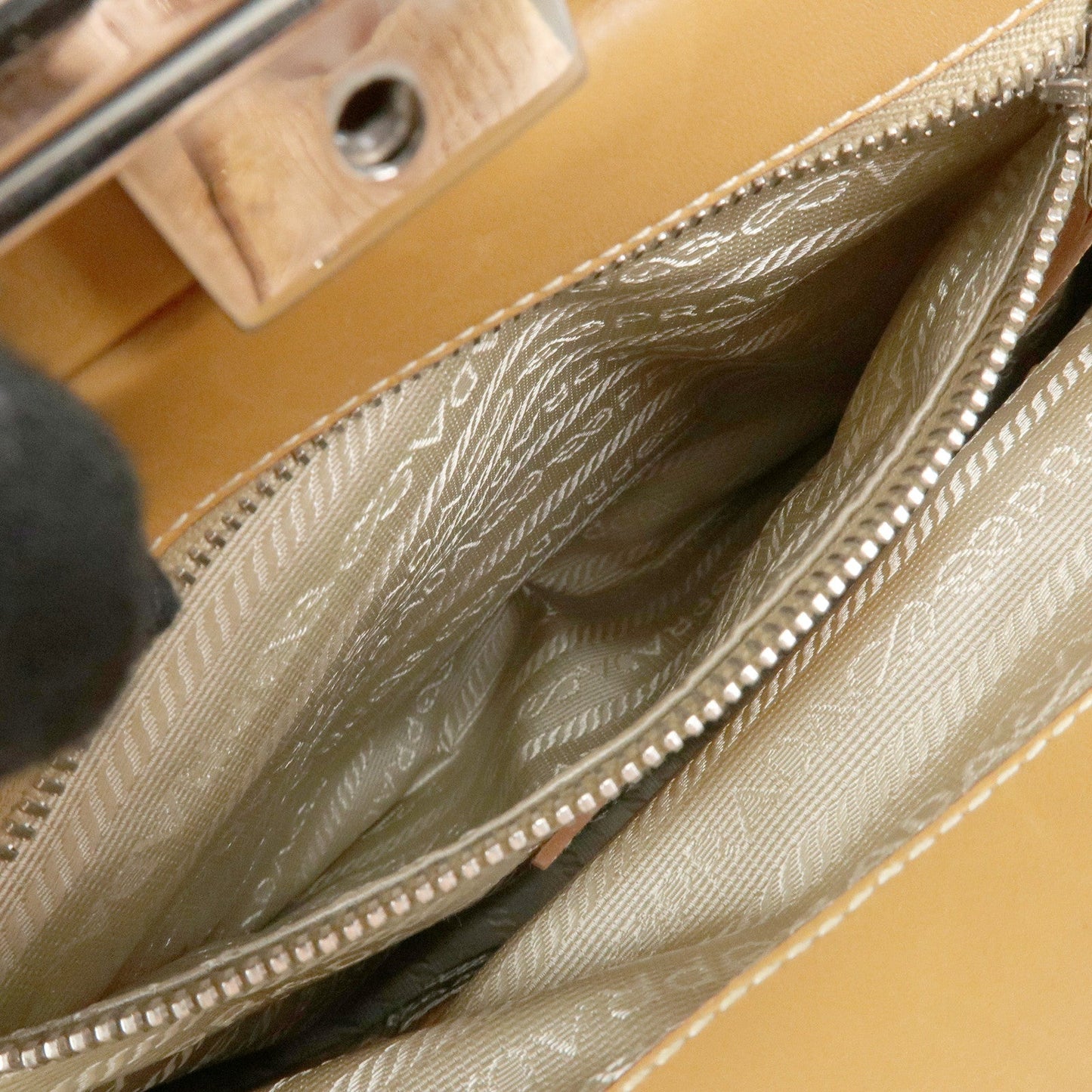 Prada Logo Jacquard Leather Shoulder Bag Light Brown BR3481【Pre-order】