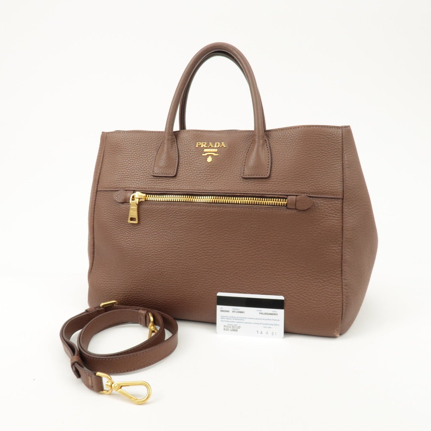 Prada Vitello Daino Leather 2Way Tote Bag Shoulder Bag BN2545 Used【Pre-order】